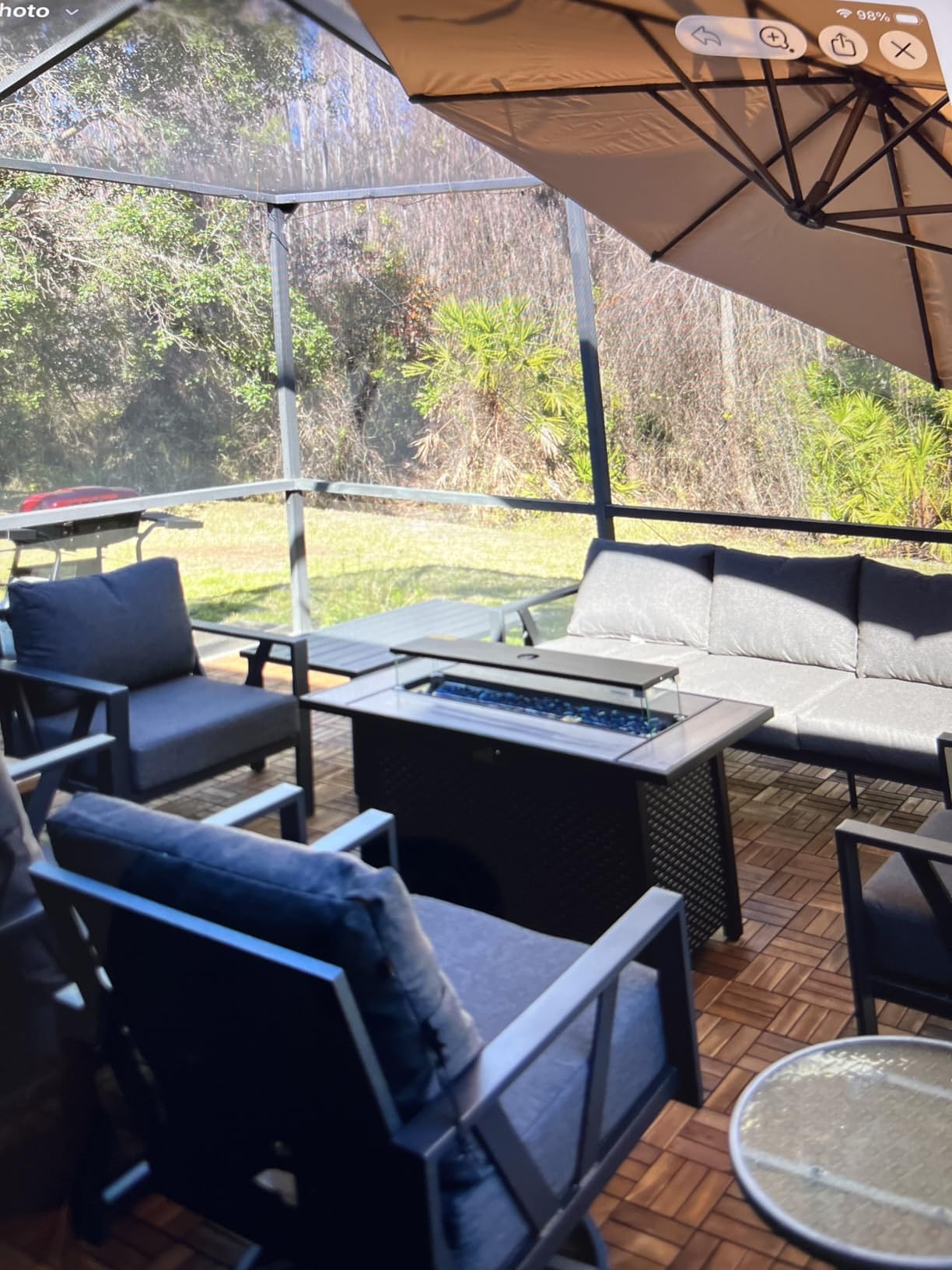 Aoxun 11 FT Cantilever Umbrella with Base Included, Patio Large Aluminum Offset Umbrella Windproof with 360 degreeRotation, Heavy Duty Frame for Outdoor, Pool, Deck and Garden customer photo 1