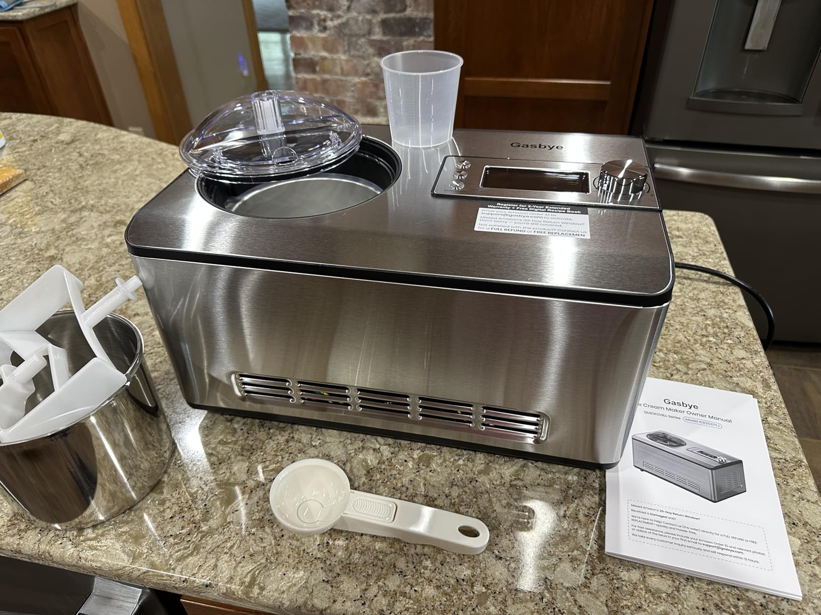 Ice Cream Maker with Upgraded Compressor, [40% Faster Freezing], No Pre-Freezing Needed, LED Display, 2.1 Qt Capacity, Easy Operation for Ice Cream & Yogurt, Stainless Steel customer photo 1