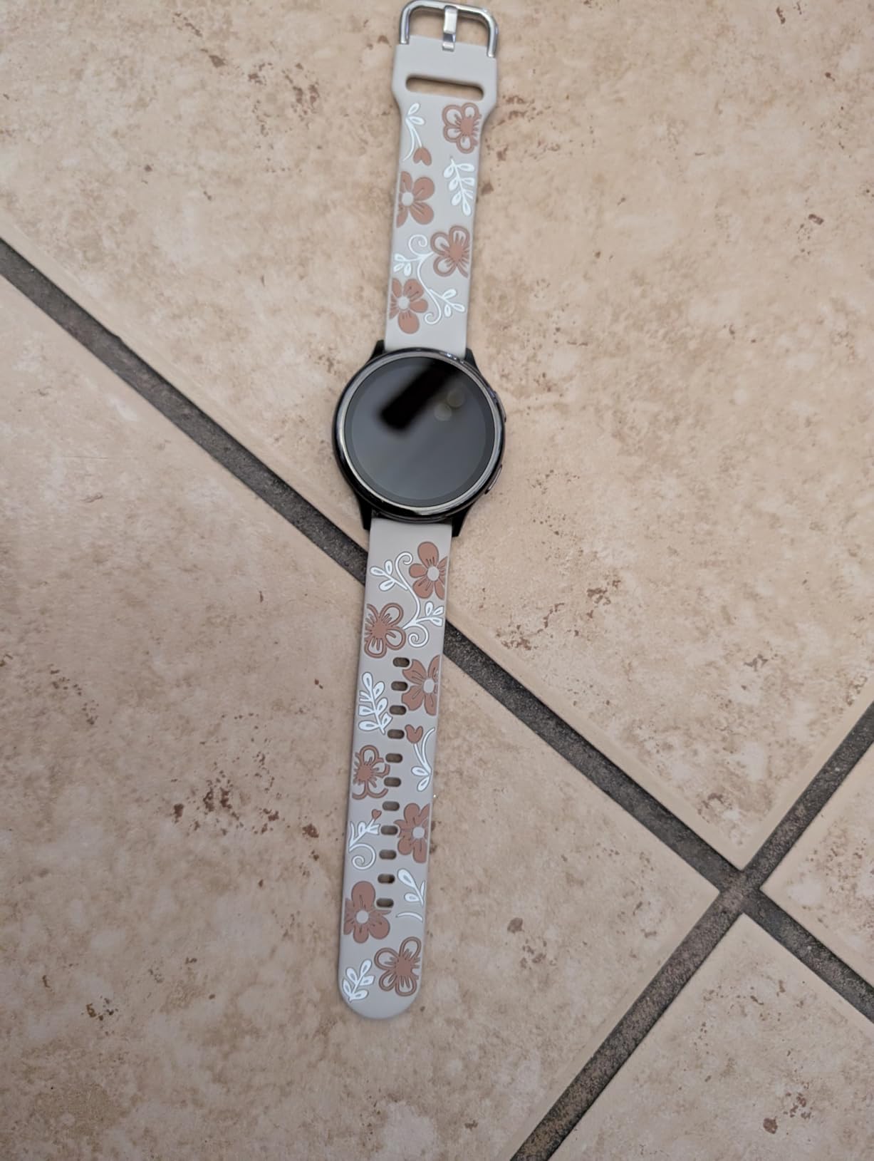Witzon Floral Band Compatible with Samsung Galaxy Watch 7 Band/FE 6 5 4 40mm 44mm,Galaxy Active 2, 20mm Watch Band Engraved Cute Flower Soft Silicone Inlay Replacement Strap Dressy Accessories Women customer photo 2