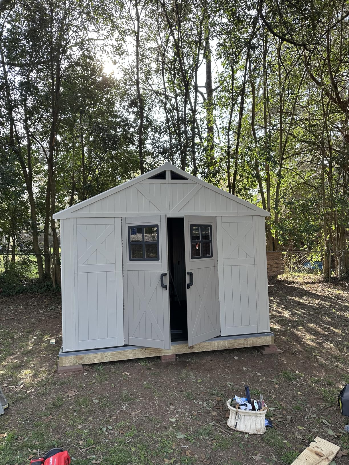 Patiowell 10x12 FT Outdoor Storage Shed with Floor and Lockable Door, All Weather Plastic Shed Garden Shed with Skylight and Multiple Windows for Backyard, Patio, Lawn, Beige customer photo 1