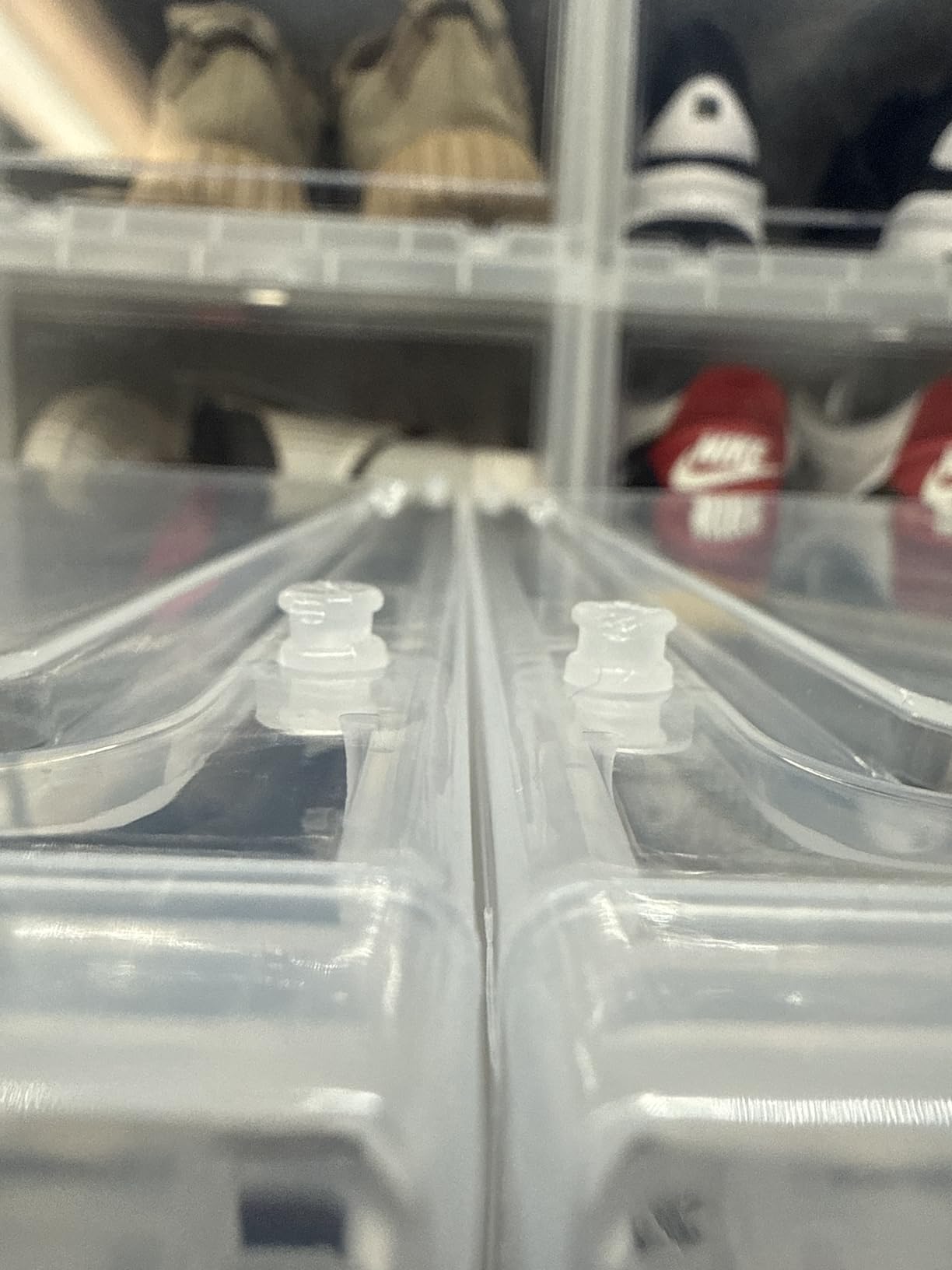 Pinkpum Upgraded Hard Shoe Storage Box 12 Pack X-Large Fit Size 12, Thicken & Sturdy Clear Plastic Stackable Shoe Organizer Box Closet, Sneaker Storage Display Case Holder Bins with Magnetic Door customer photo 2