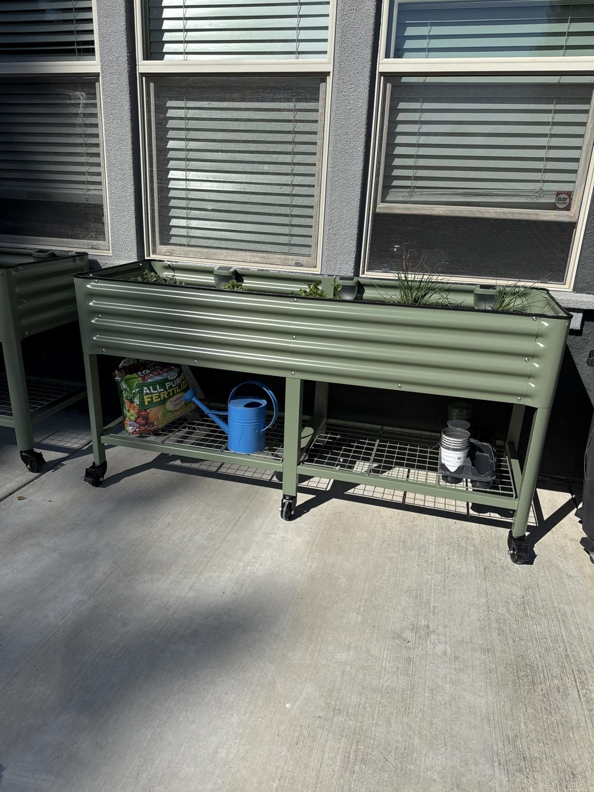 Rolling Elevated Raised Garden Bed-V Series, 2' x 4' Garden Beds with Legs & Storage Rack for Patio & Porch, 700 Lbs Weight Capacity, Outdoor Planter Box for Vegetables Flower Herbs, Olive Green customer photo 2