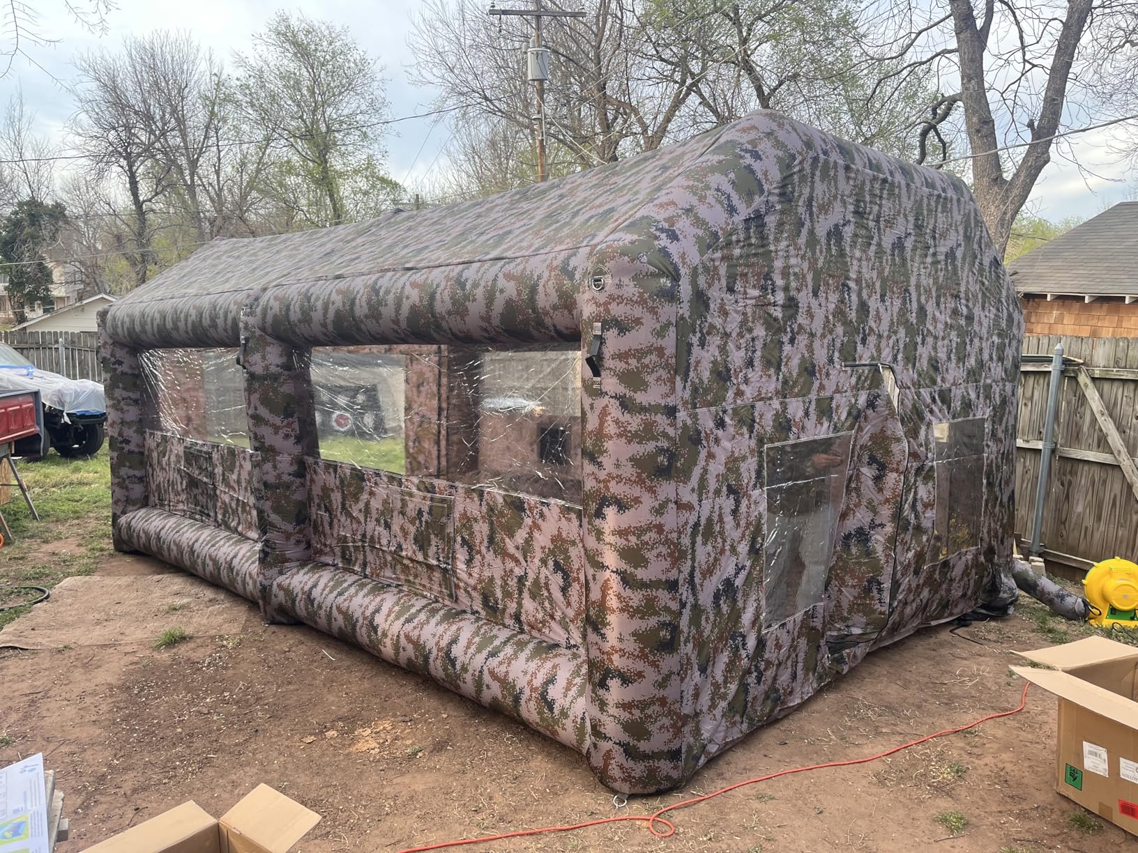 Inflatable Paint Booth 10x8.2x8.2 FT with 550W Blower, Carbon Filter Windows, Portable Spray Booth for Car Painting, Auto Body Work, Furniture Refinishing, Mobile Garage Paint Tent customer photo 1