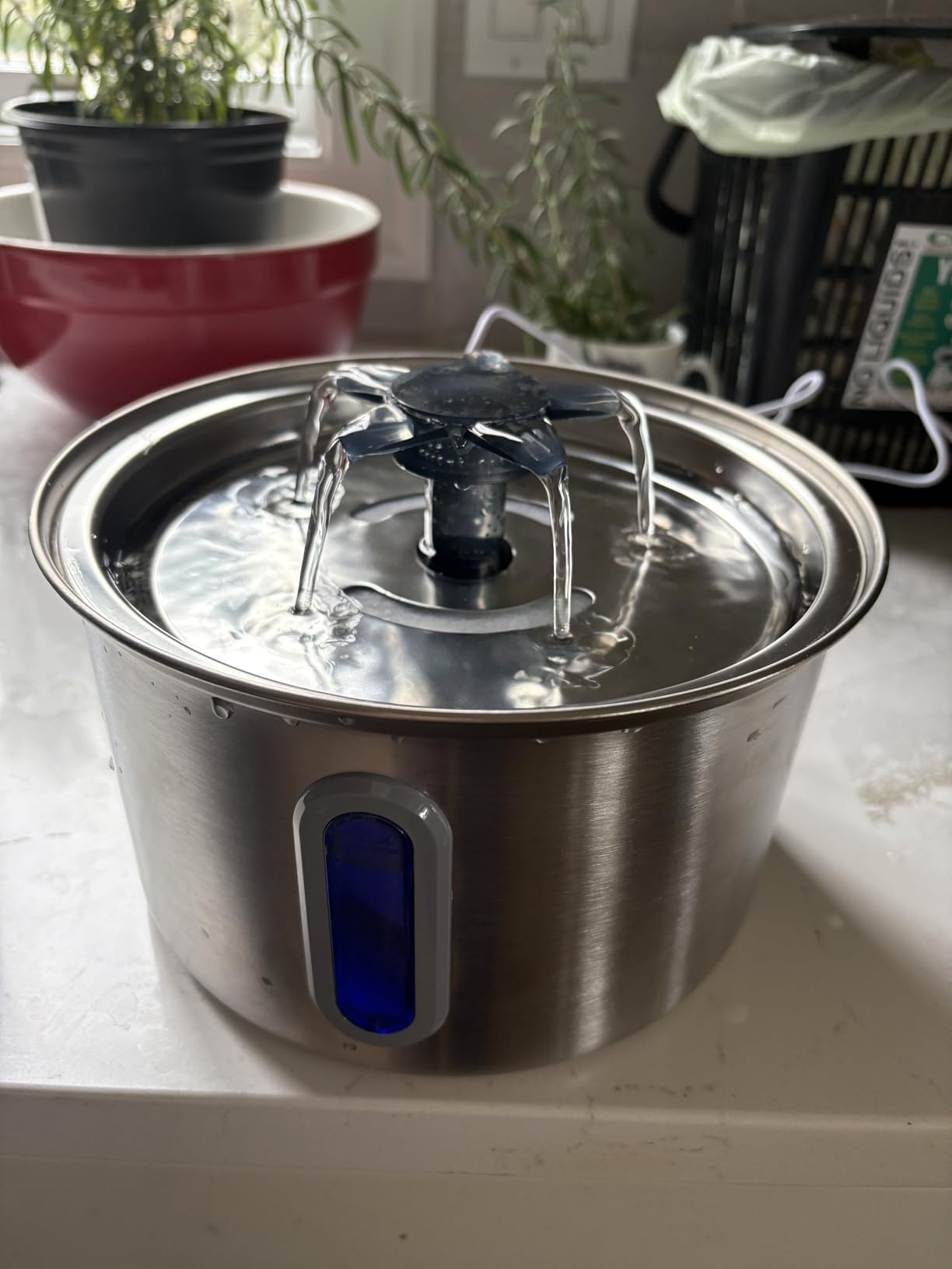 3L/101oz Stainless Steel Cat Water Fountain for Indoor Use - Ultra Quiet Automatic Cat Fountain for Drinking, BPA-Free Pet Water Dispenser for Cats/Small Dogs LED Window (2 Filters & 2 Sponges, Large) customer photo 2