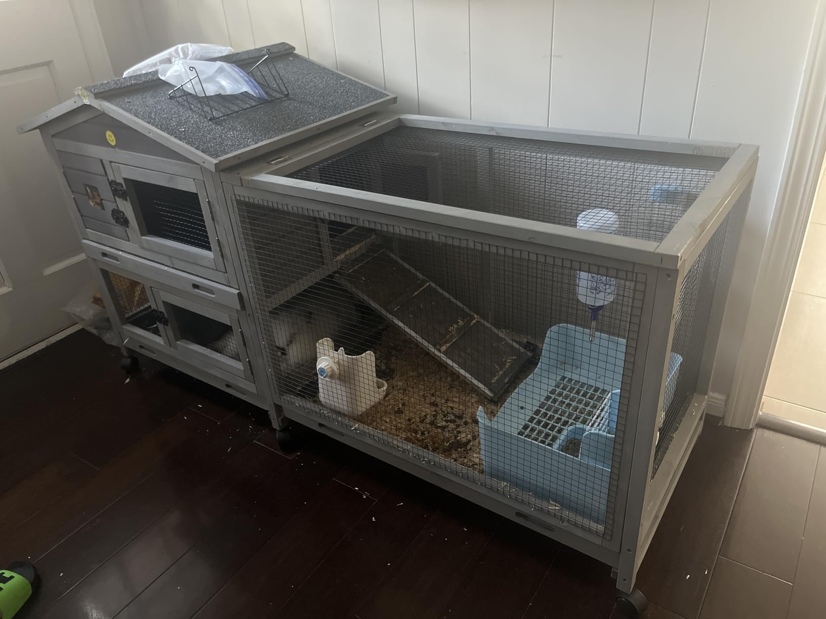 GUTINNEEN 2-Story Rabbit Hutch with Chew-Proof Full Metal Frame for Indoor/Outdoor - 62