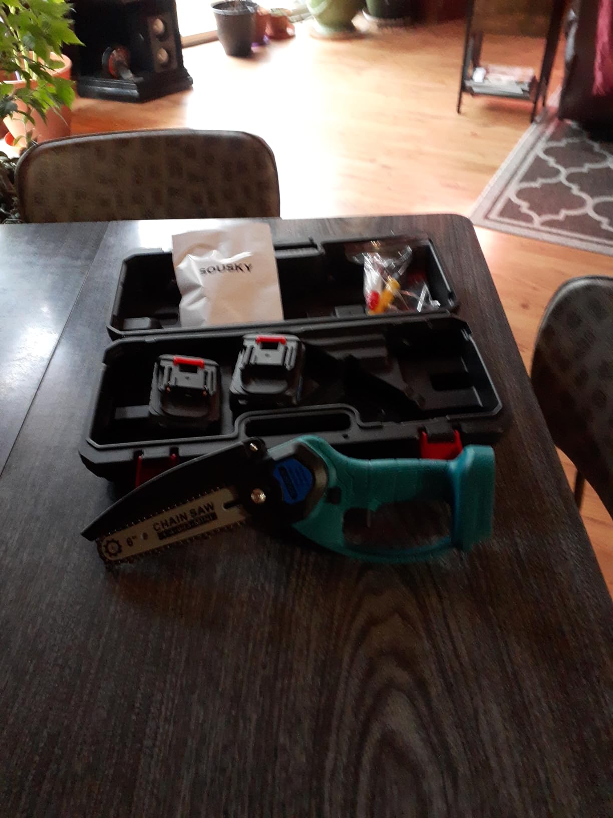 2-in-1 6 In Mini Chainsaw & Electric Pole Saw, Electric Pole Saws for Tree Trimming, 21V Cordless Battery Chainsaw Powered with 2 Batteries, Auto-oil, Chain saw for Tree Pruning/Wood Cutting customer photo 1