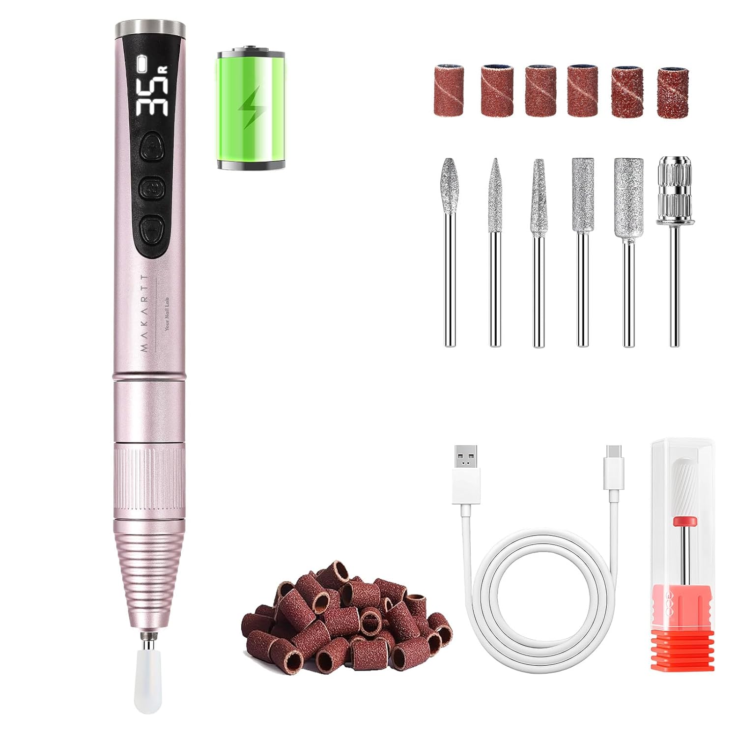 Makartt Electric Nail Drill - Rechargeable 35000 RPM Professional Efile, Cordless Nail Drill Machine Kit & Nail Machine for Acrylic Dip Powder Gel Polish,Quiet Lightweight Portable Tool for Salon Home customer photo 1