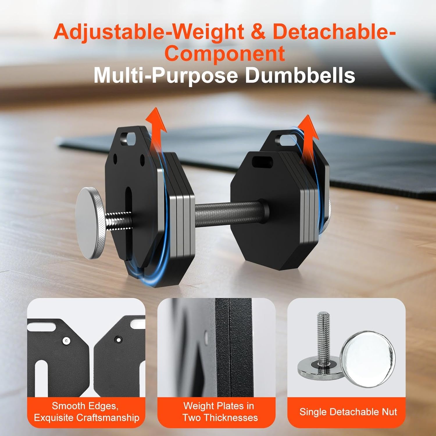 Adjustable Dumbbell Sets, Each 50/80/90/110/120LB Pairs Durable Steel Build, Free Weights Dumbbells Set of 2 with Anti-slip Handle, For Full Body Home Gym Workout Home Strength Training Equipment 50/80/90/110/120LBSX2 customer photo 2