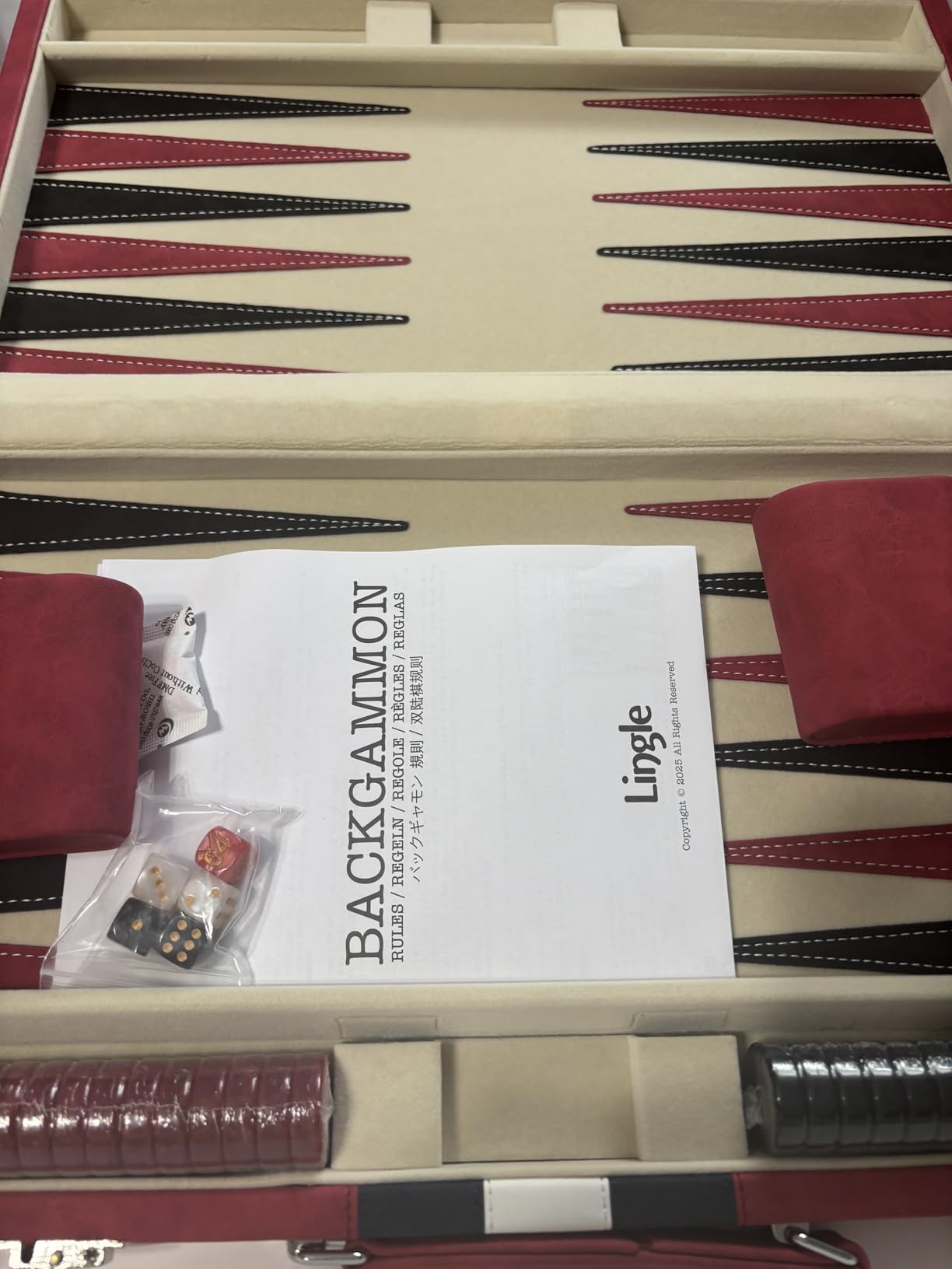 15inch Backgammon Sets for Adults, Classic Board Game with Folding Leather Backgammon Case, Faux Leather Exterior and Velvet Interior, Portable Travel Game Set (Blue) customer photo 1