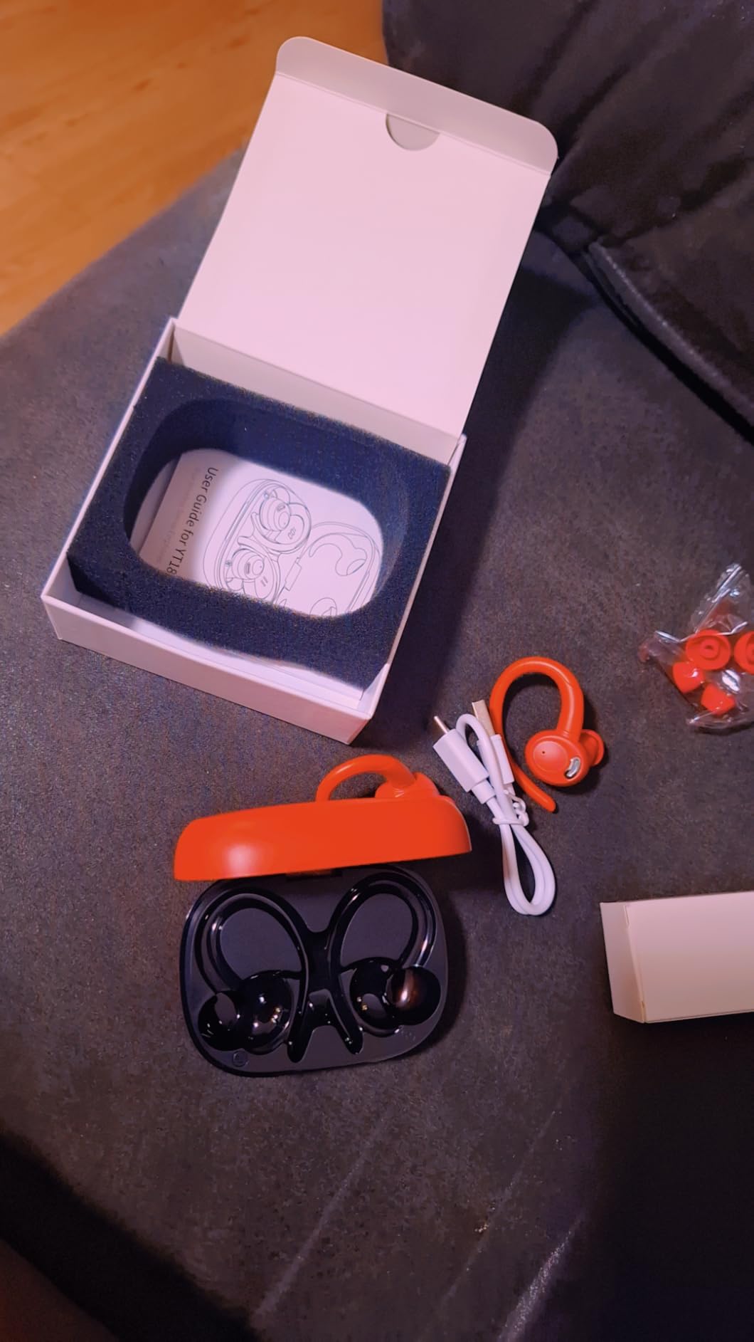 Jesebang Wireless Earbuds Bluetooth 5.4 Headphones Sport, 2025 Wireless Earphones with Earhooks, HiFi Stereo Deep Bass with ENC Mic, 40H Dual LED Display, IP7 Waterproof Ear Bud for Small Ear, Red customer photo 2