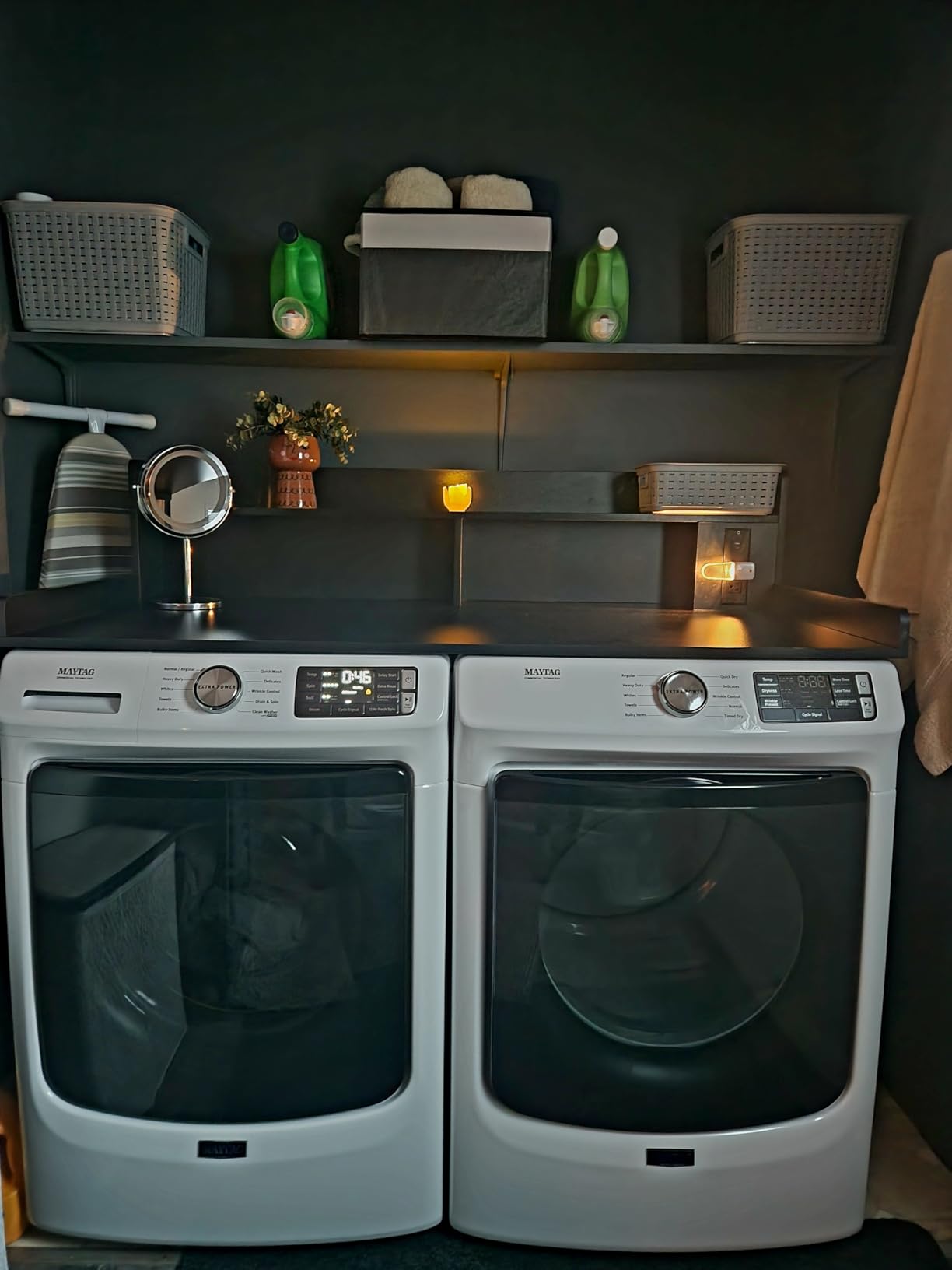 Upgraded 2-Tier Washer and Dryer Countertop with Power Outlet,54