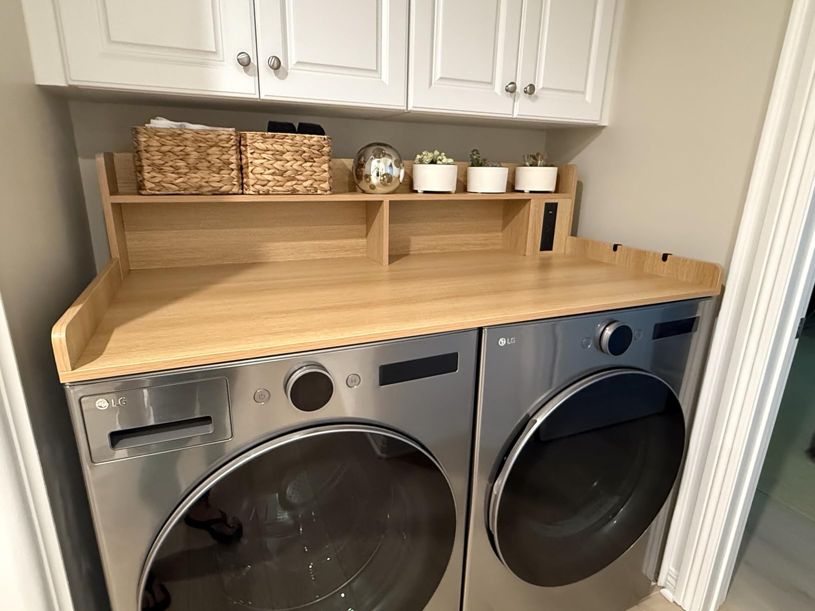 Upgraded 2-Tier Washer and Dryer Countertop with Power Outlet,54
