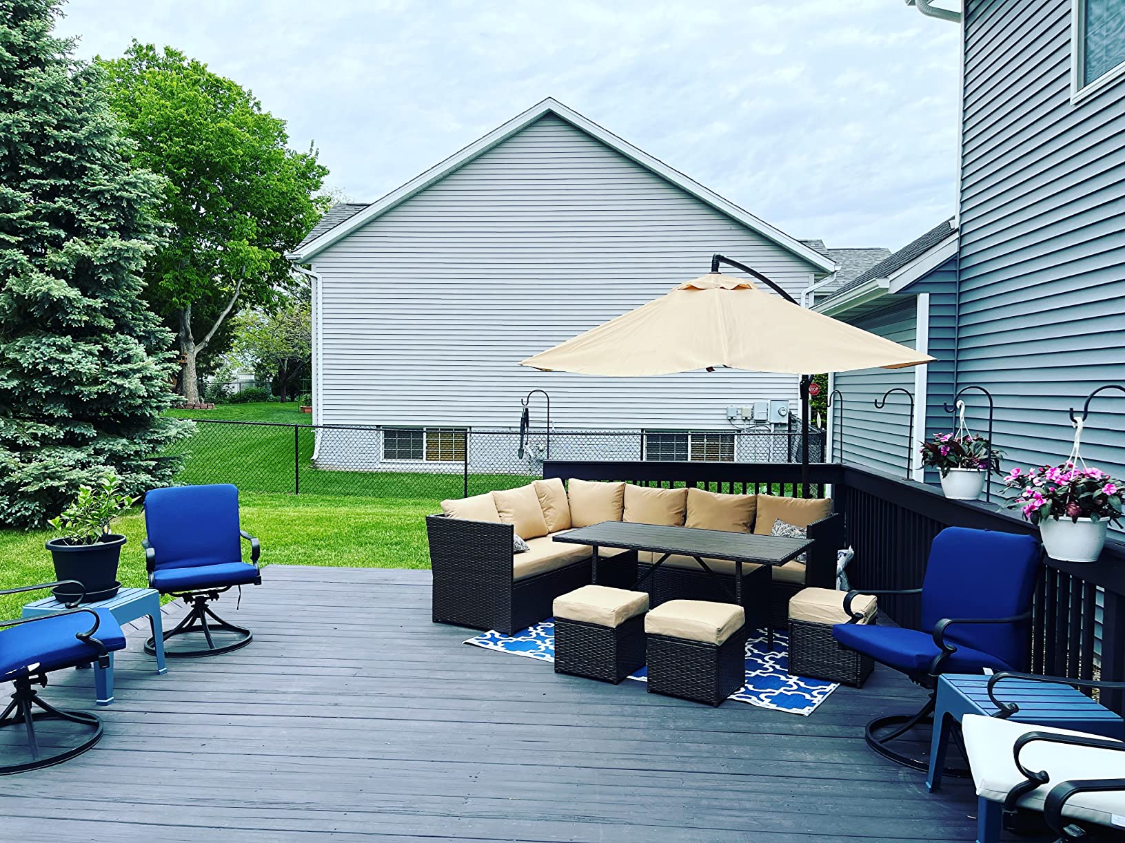 U-MAX 7 Pieces Patio Furniture Set with Waterproof Cover, Outdoor Sectional Sofa Conversation Set, All Weather Wicker Rattan Dining Table & Chair with Ottoman, Grey Rattan&Grey Cushion customer photo 1