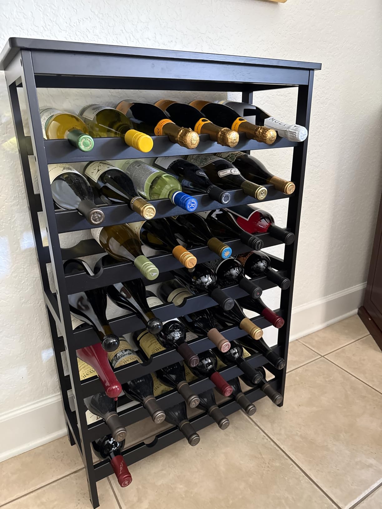 VASMIA Bamboo Stackable Wine Rack,72 Bottles Wine Rack Freestanding Floor,No Tools Assembly,8-Tier Display Wine Storage Shelf for Kitchen, Bar, Dining Room,Cellar,Black customer photo 1