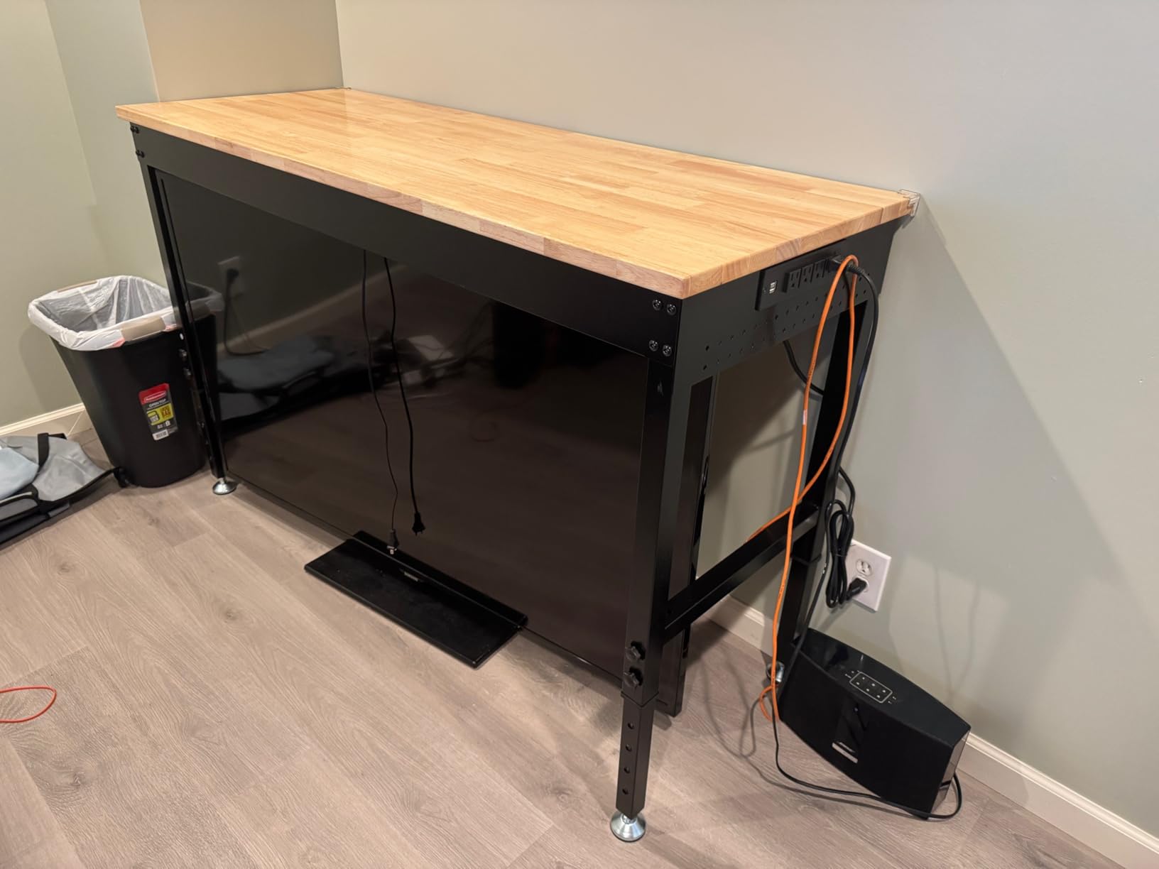 60 Adjustable Heavy Duty Workbench, 2000 LBS Load Capacity Rubber Wood Work Table with Pegboard, Power Outlets, Work Bench for Garage, Workshop, Office, Home, Commercial customer photo 1