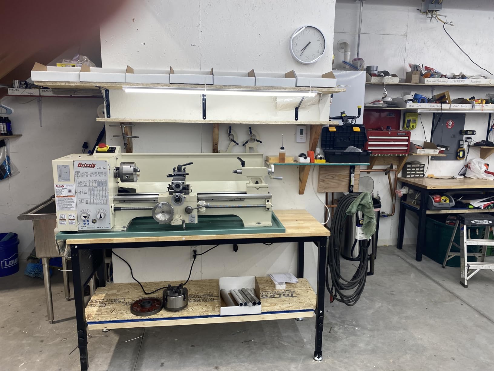 60 Adjustable Heavy Duty Workbench, 2000 LBS Load Capacity Rubber Wood Work Table with Pegboard, Power Outlets, Work Bench for Garage, Workshop, Office, Home, Commercial customer photo 2