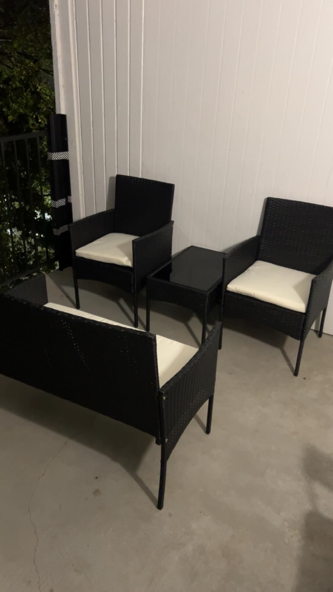 Shintenchi 4 Piece Outdoor Patio Furniture Sets, Small Wicker Patio Conversation Furniture Rattan Chair Set with Tempered Glass Coffee Table for Backyard Porch Garden Poolside Balcony,Black customer photo 1