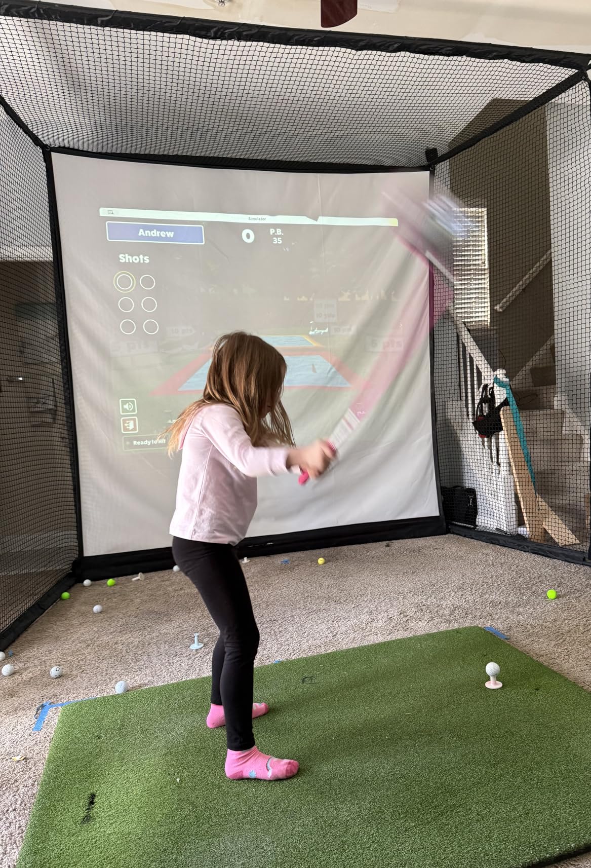 GoSports Range Cage Elite Golf Hitting Net - 8 x 8 ft Golf Simulator Enclosure with Impact Screen customer photo 2