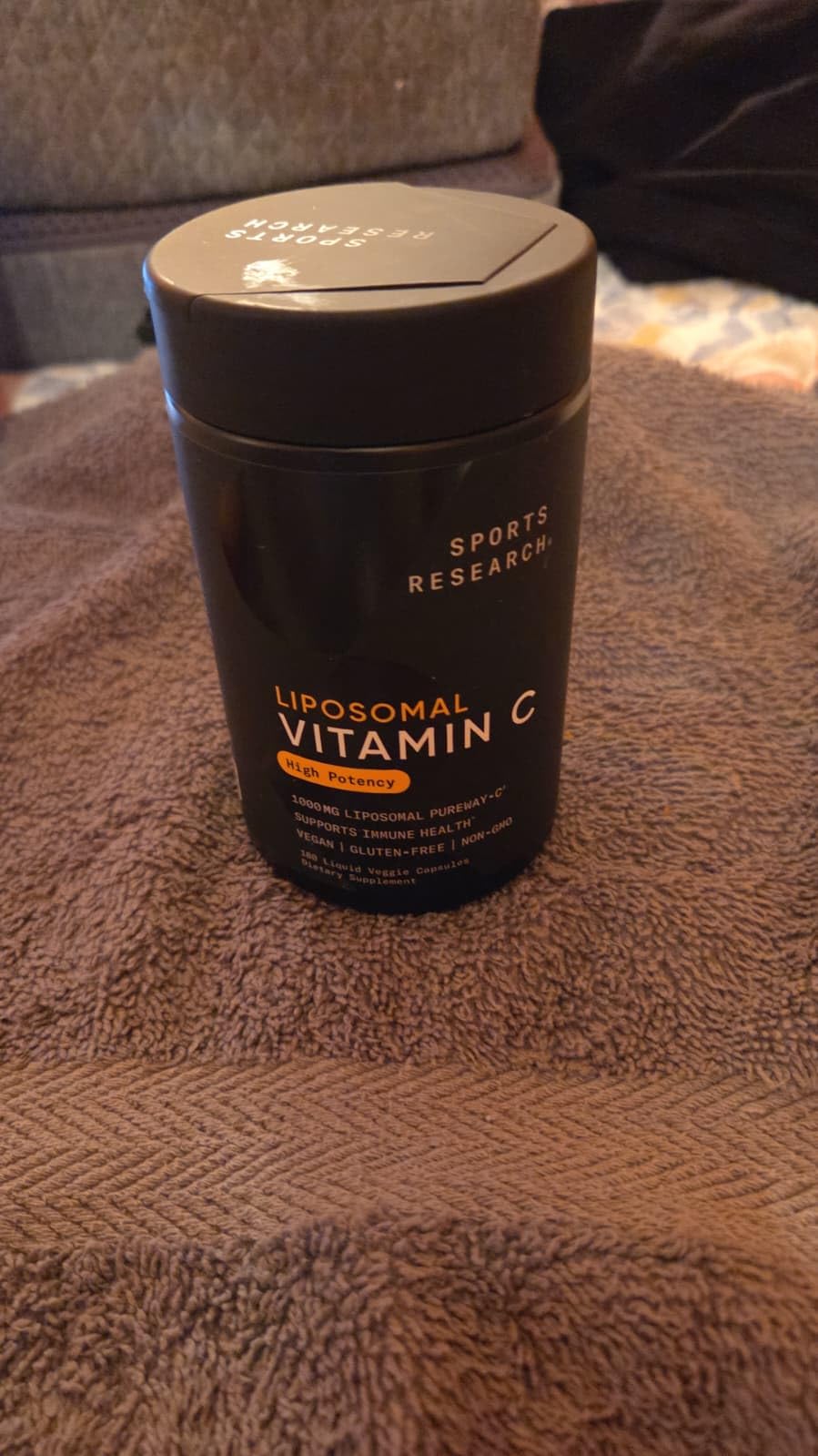 Sports Research High Potency Liposomal Vitamin C Supplement 1000 mg - Certified Vegan, Non-GMO, Gluten Free | Antioxidant & Immune Support | Ascorbic Acid Vitamin C | 180 Liquid Veggie Capsules customer photo 1