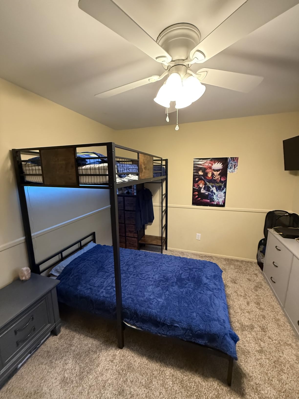 ADORNEVE Full Over Twin Bunk Bed with 8 Storage Drawers, Metal Loft Bed with Led Lights & Storage Shelves, Bunk Beds Twin over Full Size with 13.4