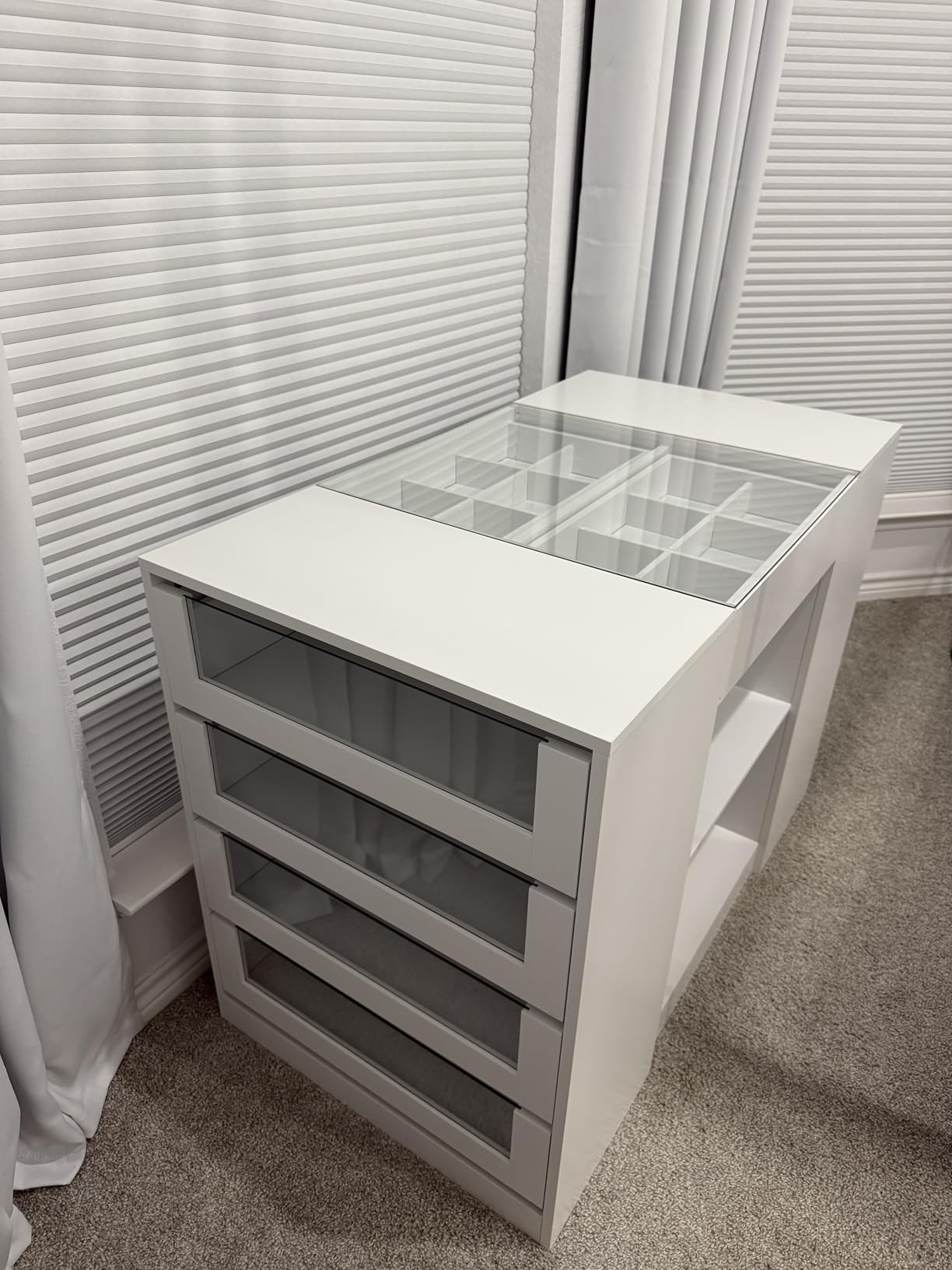 Closet Island with Drawers, Armoire Wardrobe Closet with LED Lights White Dresser Walk-in Closets with Glass Top for Bedroom & Cloakroom customer photo 2