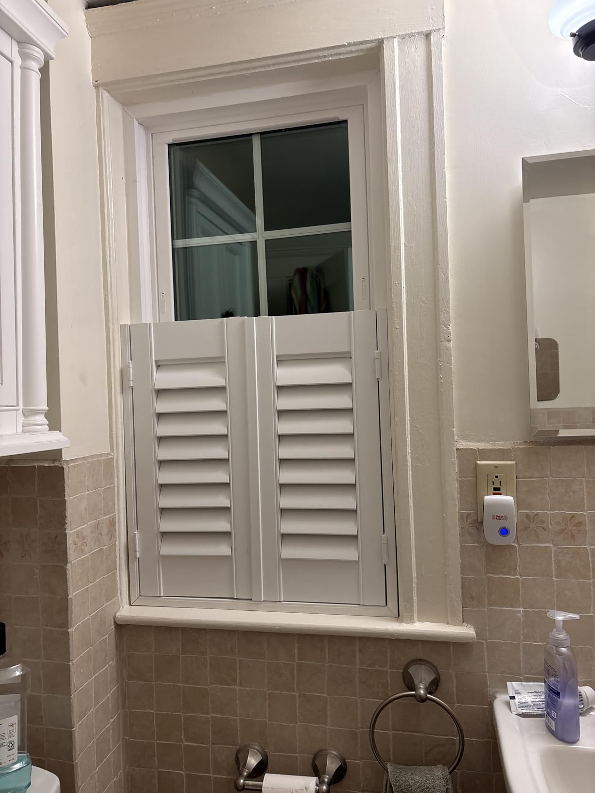 Cafe Plantation Shutters for Interior Window, Indoor Shutters for Windows Half, Privacy Blinds for Kitchen, Bath, Bedroom,Faux Wood, Custom Made customer photo 1