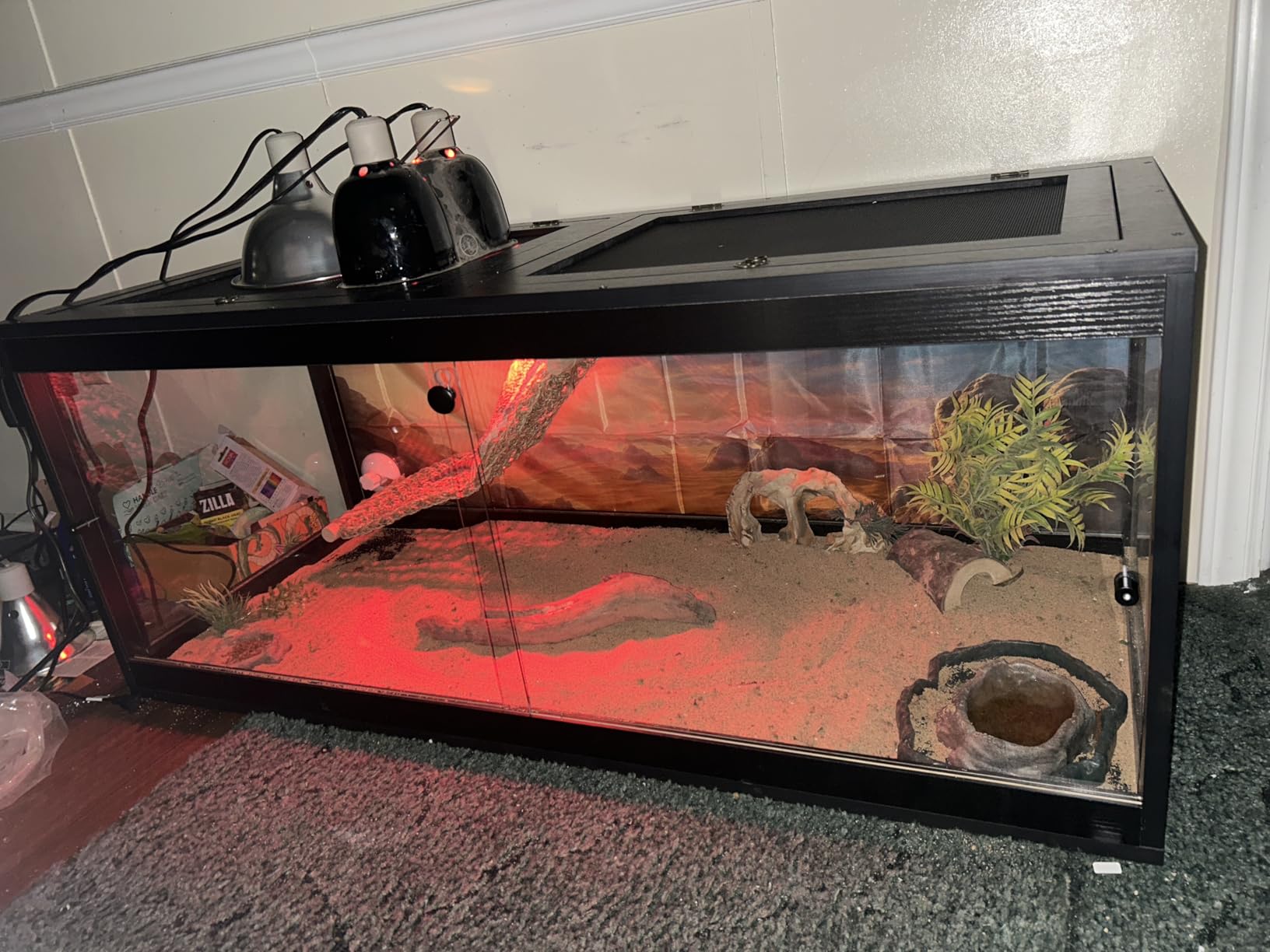 Prolee Reptile Tank, 65 Gallon Beard Dragon Tank, Tempered Glass Reptile Encloure and Snake Tank with Locking Design for Lizard,Gecko,Chameleon (40