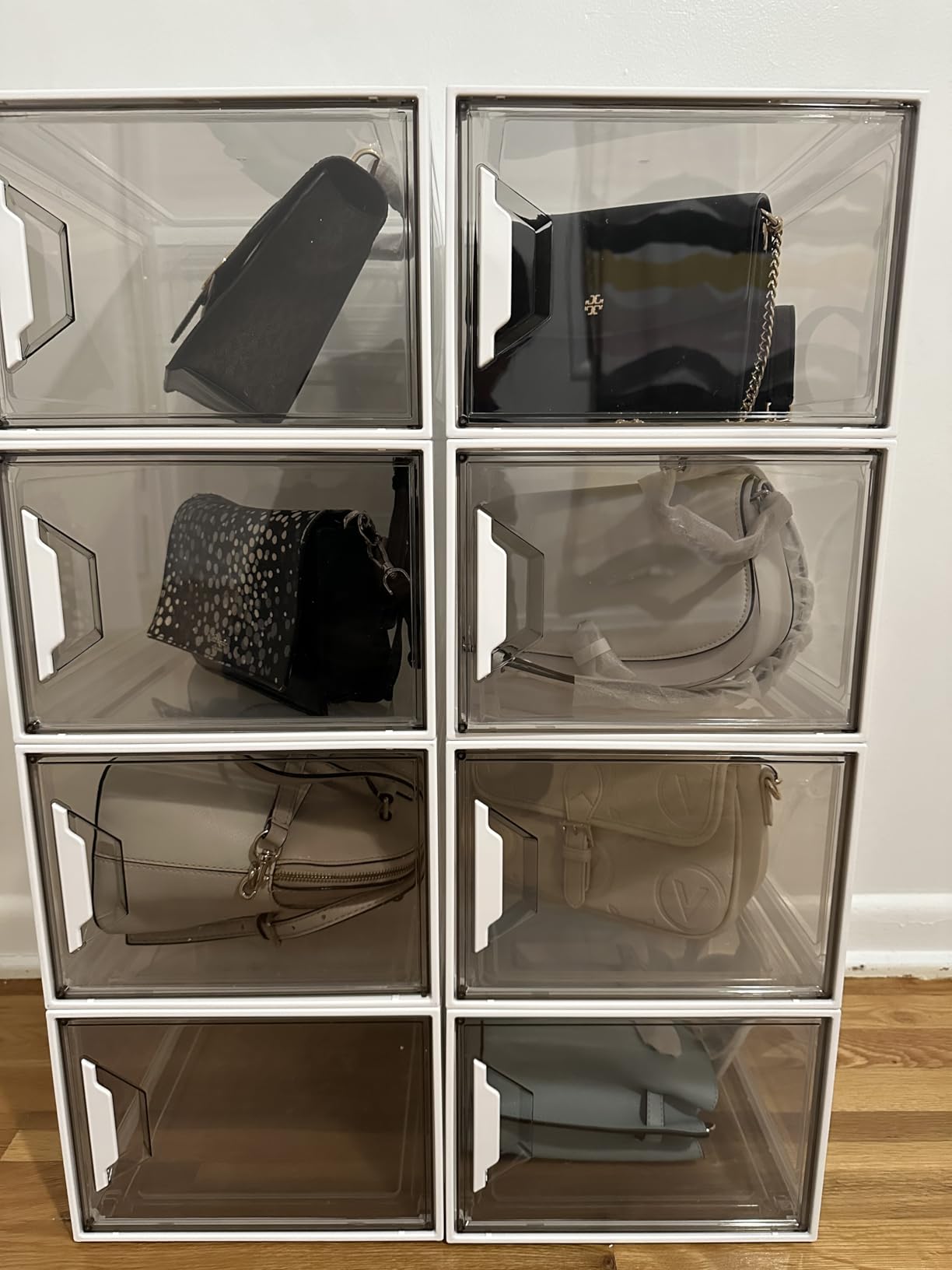 XL Large Stackable Shoe Boxes - Clear Plastic Shoe Storage Boxes with Magnetic Door, Thicken Shoe Organizer for Closet, Space Saving Foldable Shoe Containers Bins for Sneaker Boot - 6 Pack(White) customer photo 2