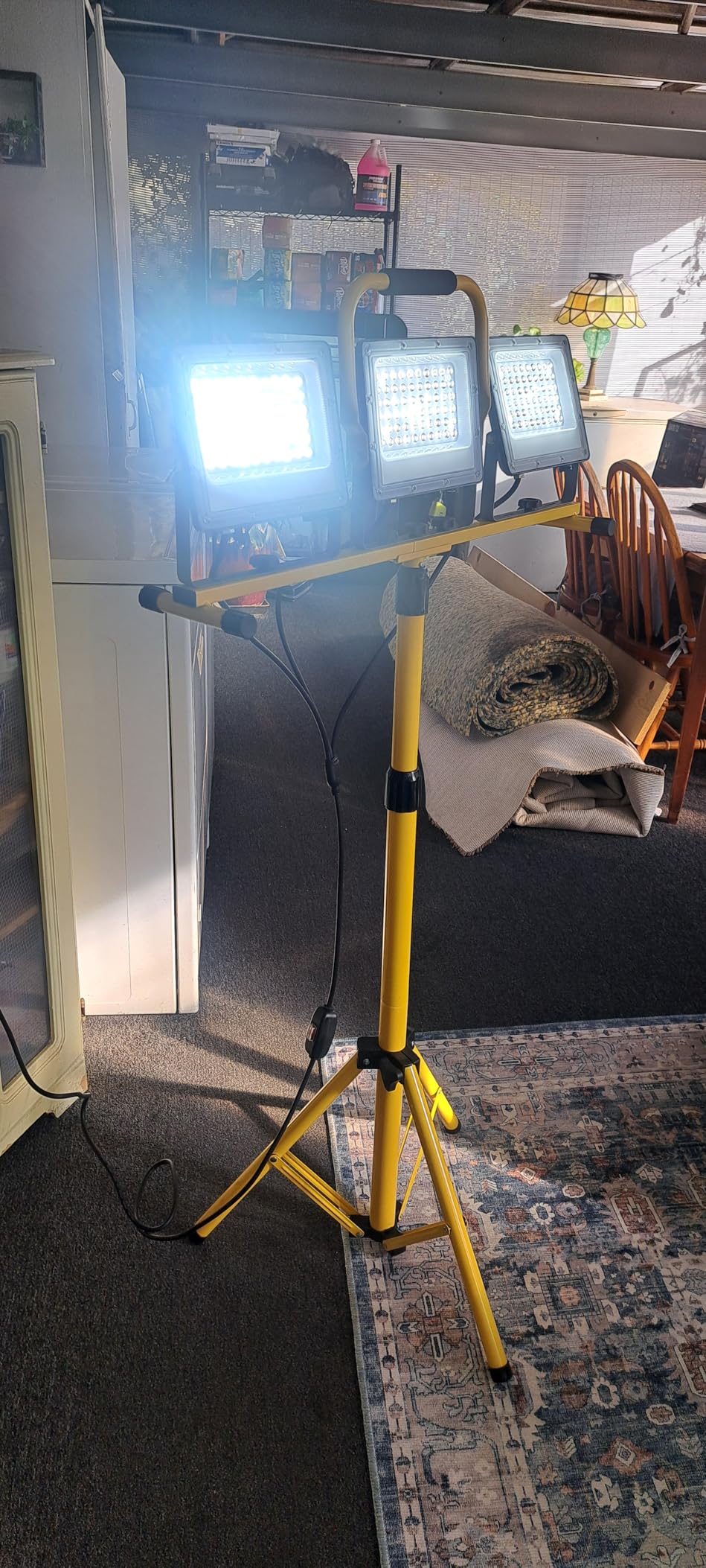 30000 Lumen LED Work Lights with Stand - 3 Adjustable Head Waterproof Foldable Tripod Light, 6500K Daylight (47-68