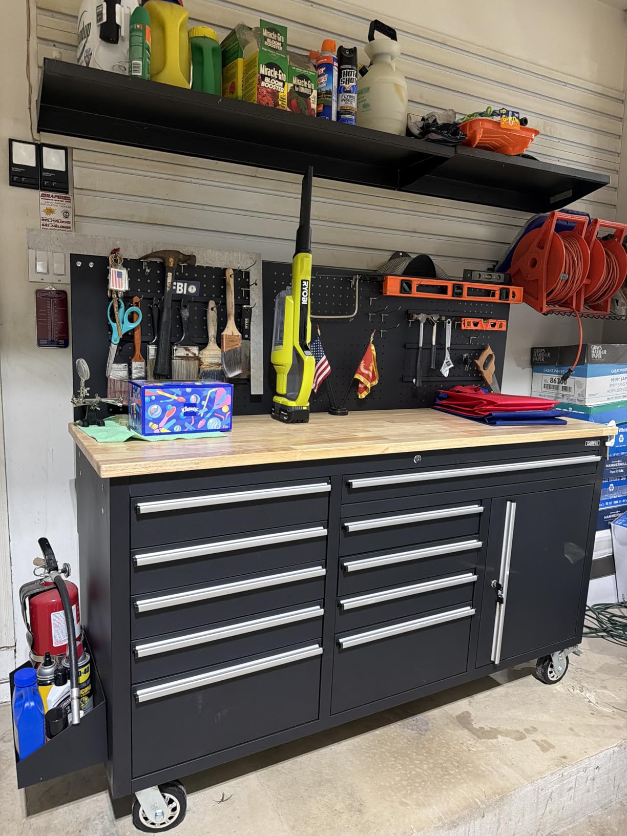 GAOMON 61-inch Rolling Tool Chest, 10 Drawers Garage Workbench Storage Tool Cabinet with Power Strip, Solid Rubber Wood Top, 1675 LBS Load Mobile Workstation, Heavy Duty Rolling Cabinet customer photo 1