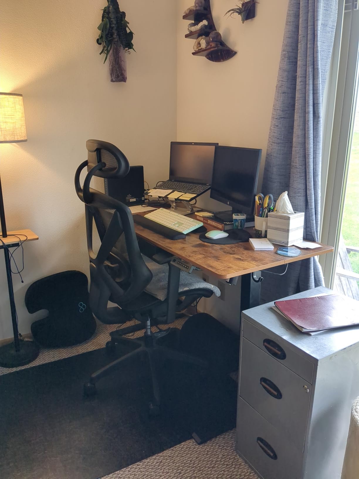 FEZIBO One-Piece Standing Desk Adjustable Height Stand up Home Office Desk, 48x24 Inch Electric Standing Computer Desk, with 4 Memory Presets, Headphone Hook, Light Rustic customer photo 2