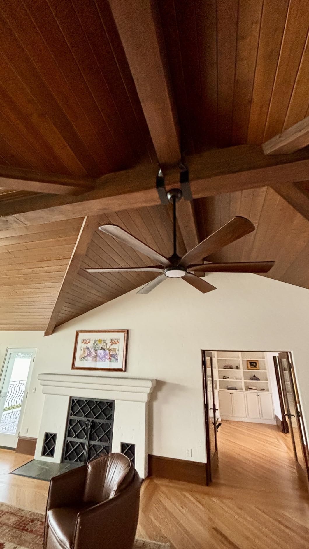 60 Inch Outdoor Ceiling Fan with Light, Damp Rated for Patio, Smart Alexa/App/Remote Control, 6 Walnut Solid Wood Blades, High 8268 CFM Quiet DC Motor, Modern Farmhouse Style for Indoor Exterior Porch customer photo 1