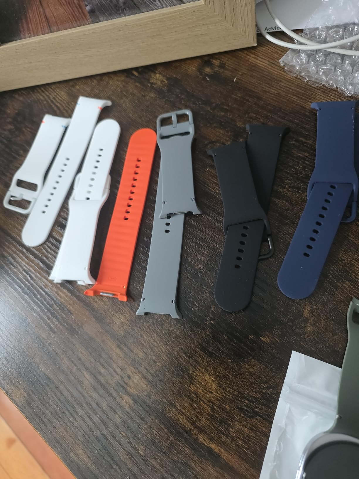6 Pack Sport Bands Compatible for Samsung Galaxy Watch 8 Band 40mm 44mm/Galaxy Watch 8 Classic 46mm, No Gap Soft Silicone Strap for Men Women, M/L, BLK+WH+SG+AG+MB+O customer photo 1
