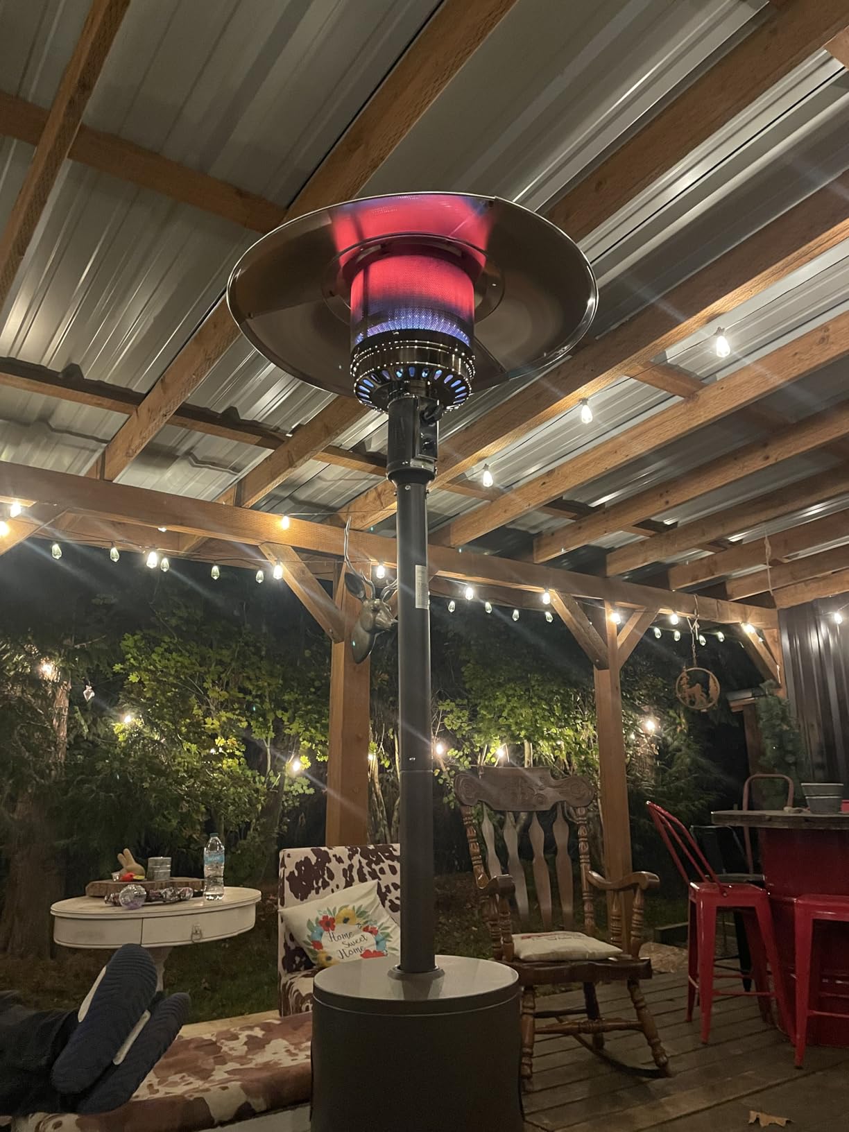 EAST OAK 48,000 BTU Pyramid Patio Heater, Quartz Glass Tube Propane Outdoor Heater with Wheels, Triple Safety Protection, 2025 Upgrade for Home, Backyard & Commercial Spaces, Bronze customer photo 2