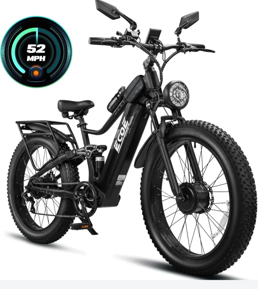 EcoE 6000/7000W Dual Motor Electric Bike for Adults 52MPH Charge Voltage 63 V32A, 26x4 Fat Tire All Terrain Ebikes, Full Suspension E Bike, SHM 7-Speed Gear Electric Bicycle customer photo 1