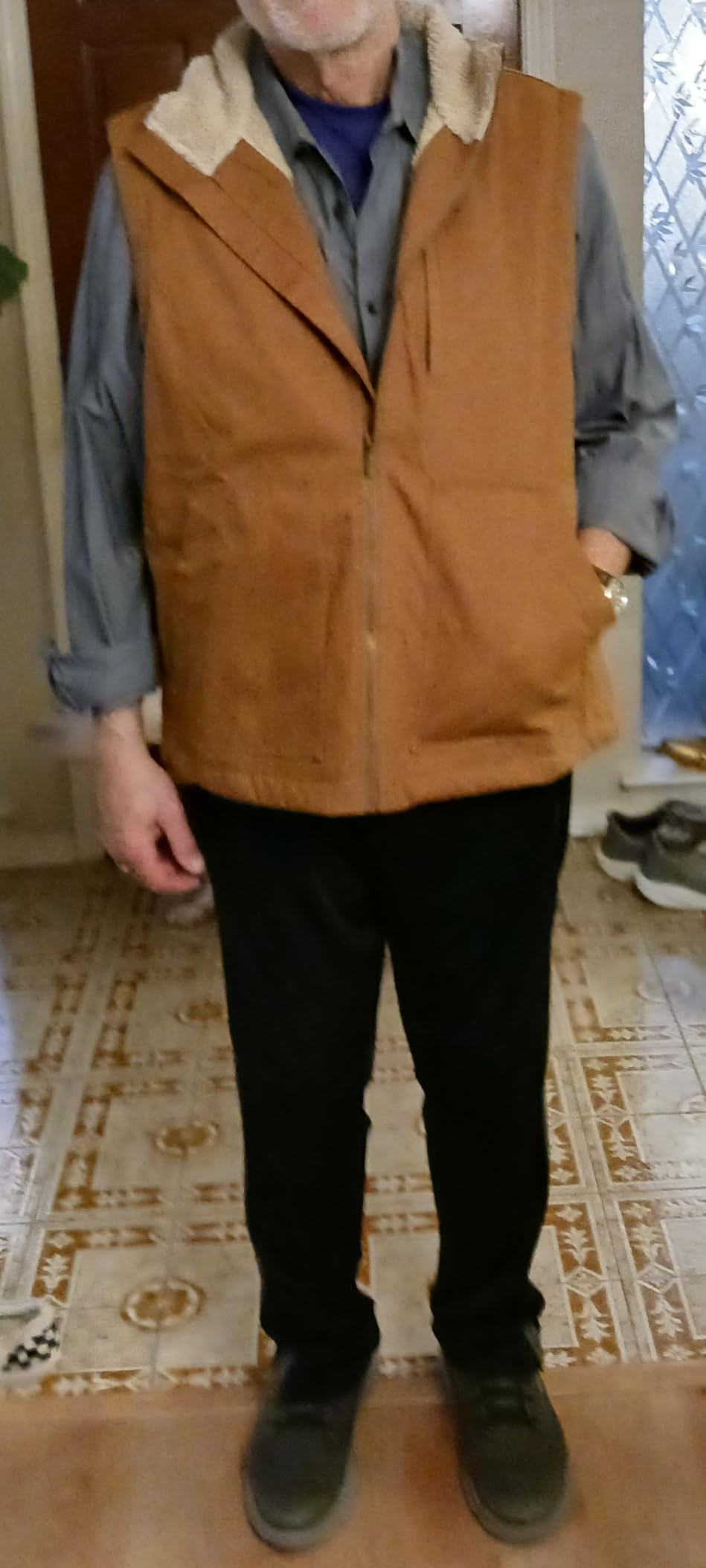 Canvas Heated Vest for Men with 16000mAh 7.4V Baterry Pack, 9 Zones Mens Heated Vest, Sherpa Lined customer photo 1