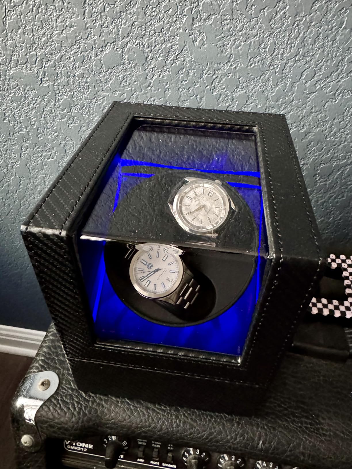 BEWISHOME Watch Winder for Automatic Watches, Double Watch Widner with Led Light 4 Modes, Automatic Watch Winder Box Watch Spinner with Japanese Quiet Motor Type-C Adapter or Battery Powered, SYQ02C customer photo 1