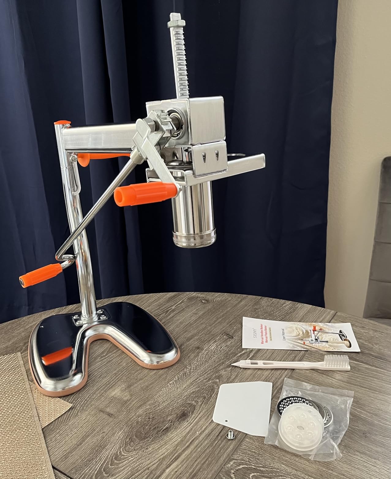 Pasta Maker Machine | Noodle Maker, Steel Pasta Press with 8-Mold for Home Use, Pasta Machine Makes Maccheroni Fettuccine & Tagliolini,30s Fast Press, Pasta Extruder with Cleaning Brush customer photo 2