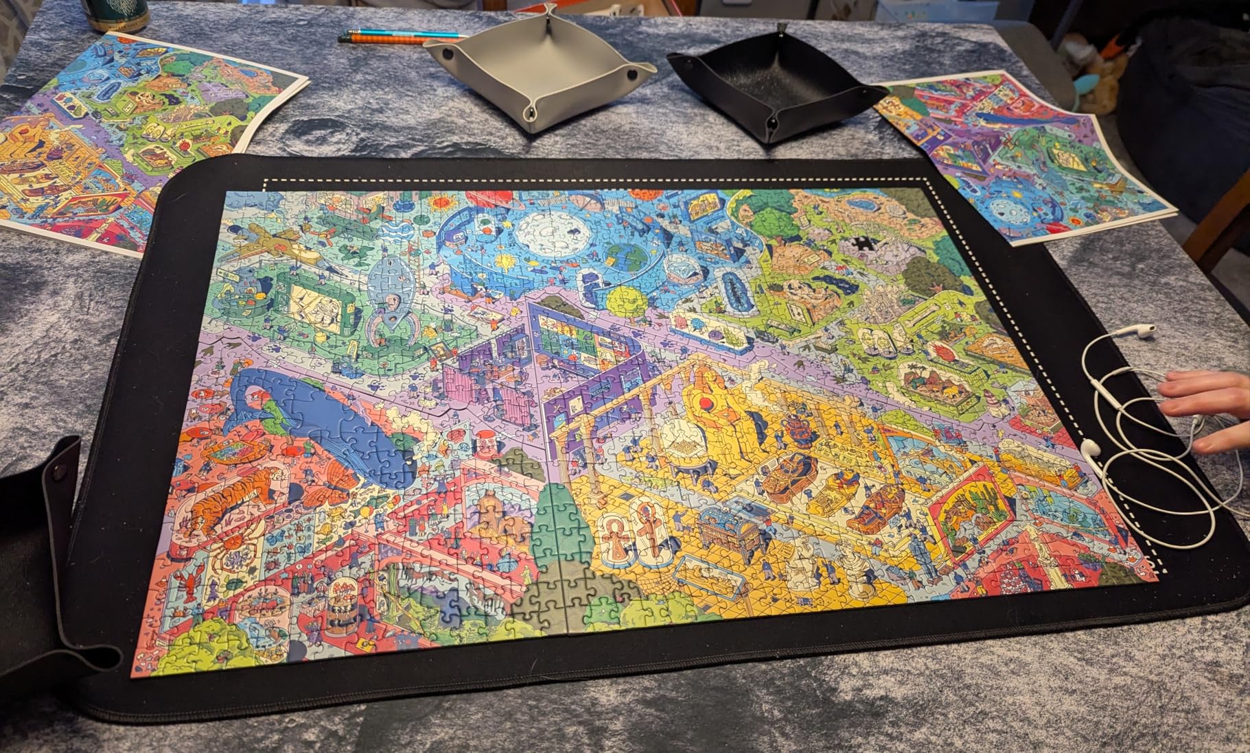 Lwoeo Jigsaw Puzzle Mat Roll Up 1000 Pieces, Smooth Top Saver Pad 34.6