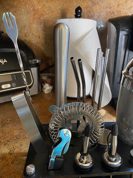 18-Piece Professional Cocktail Shaker Set and Bartender Kit with Stand, Stainless Steel Bar Tools Gift Set with Muddler, Jigger, Mixing Spoon for Home Bar and Mixology customer photo 2