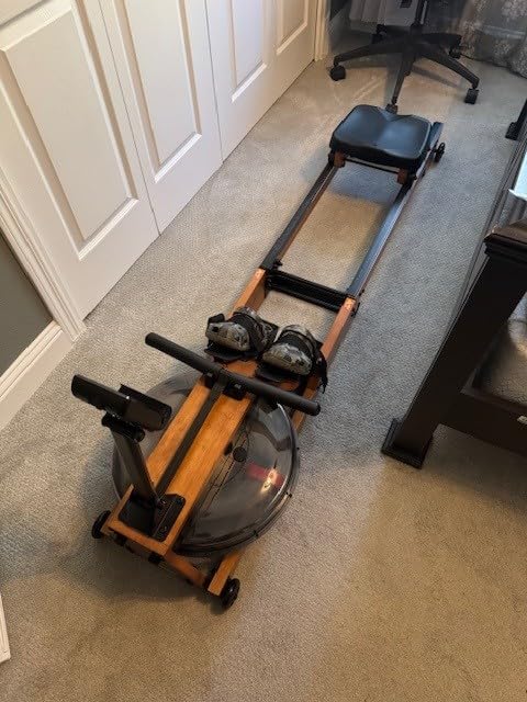 Water Rowing Machine for Home Use, WENOKER Wooden Foldable Rower Machine with Dedicated Monitor & Bluetooth APP, Large Water Tank & Comfortable Seat for Immersive Water Rower, 350LBS Weight Capacity customer photo 1