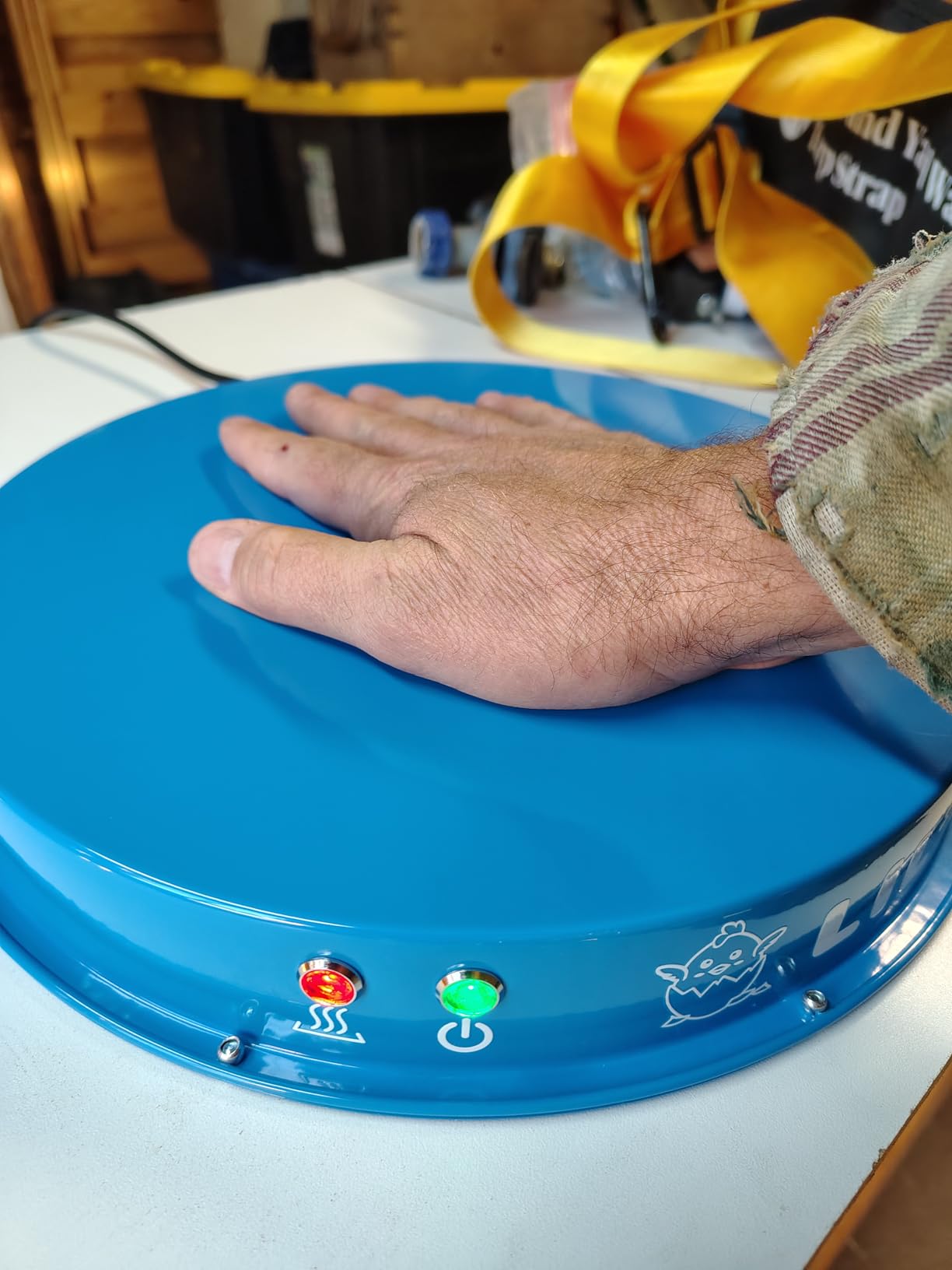 Lil'Clucker Heated Base for Chicken Waterer - Automatic Metal Freeze Proof Heated Chicken Waterer with Heater & LED - Poultry Heated Waterer for Winter (Orange, 11 Inch) customer photo 2