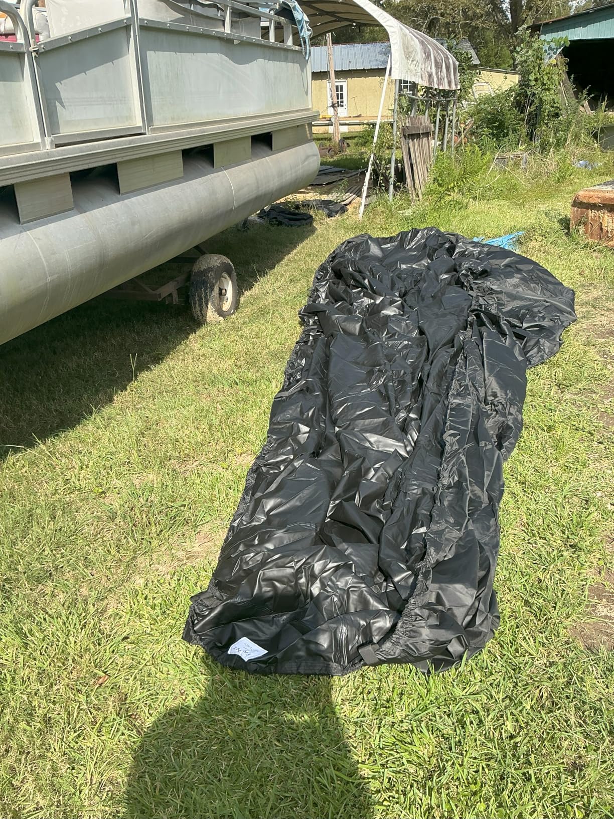 Pontoon Boat Cover 19-21ft, 1200D PU Heavy Duty Marine Grade Pontoon Cover with Motor Cover, Waterproof UV Resistant Oxford Polyester Canvas Cover for Pontoon Boat 19-21 ft, Black customer photo 1