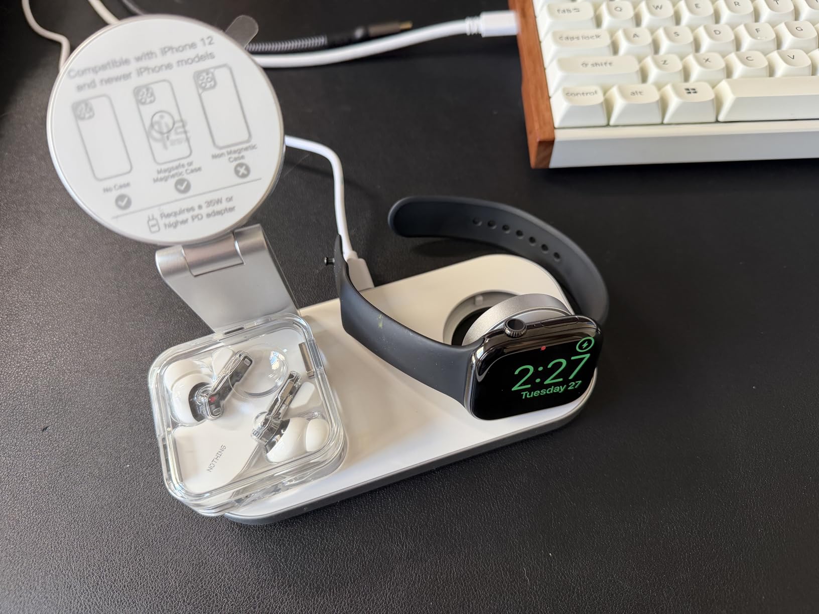 3-in-1 Charging Station for Apple Device, Qi2 25W Certified Magnetic Wireless Foldable Fast Charger Stand Compatible with MagSafe for iPhone 17e/17/16/15/14/13/12/Air Series, Apple Watch & AirPods customer photo 2