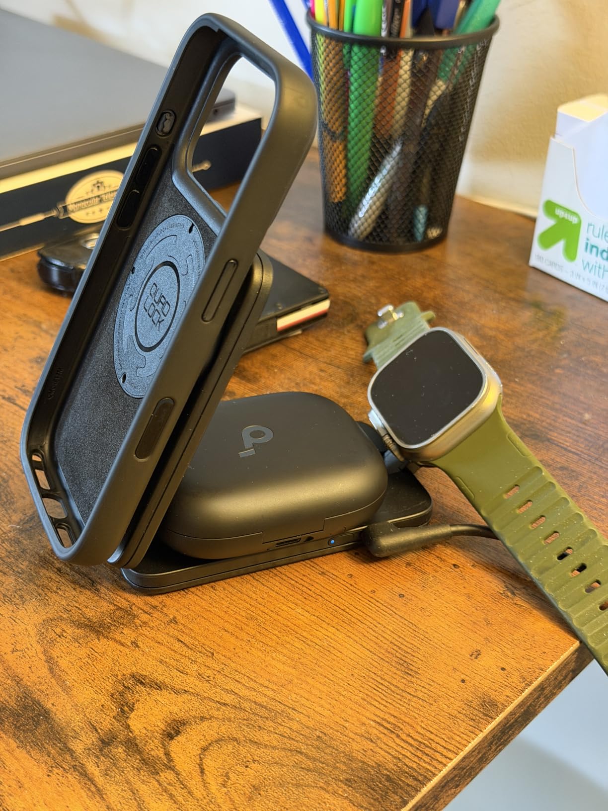 ESR 3 in 1 Charging Station for Apple, Qi2.2 25W MagSafe Charger with CryoBoost, Phone-Cooling Wireless Charging Station Foldable, for iPhone 17/16 with iOS 26 (50W Adapter), AirPods, Apple Watch, Black customer photo 1