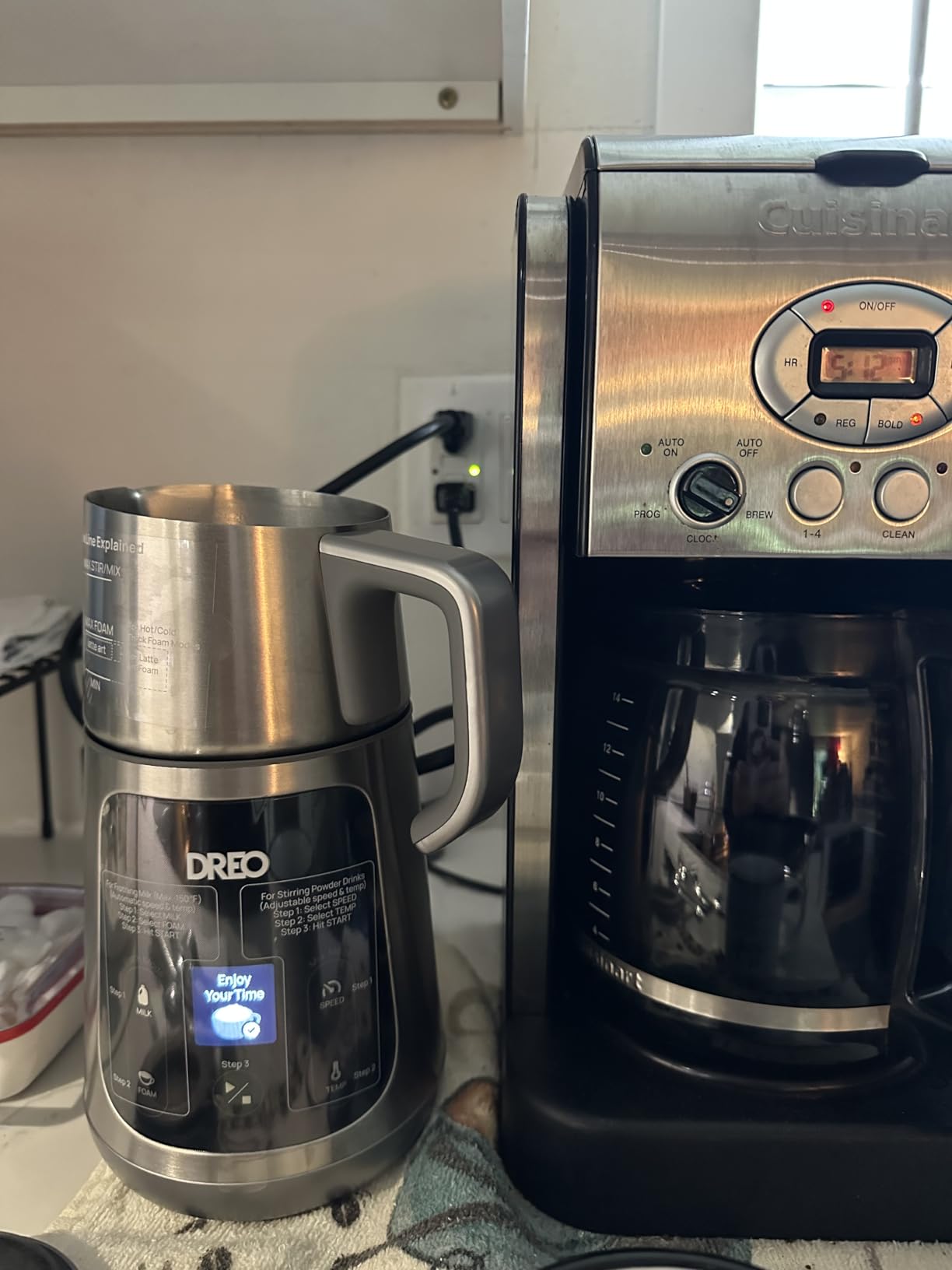 DREO Milk Frother, All-in-1 Electric Foam Maker for Coffee, 15oz/450ml Automatic Foam Frother for Latte Art-level Microfoam, 30+ Drinks, Easy to Clean, Dishwasher Safe, LED display customer photo 1