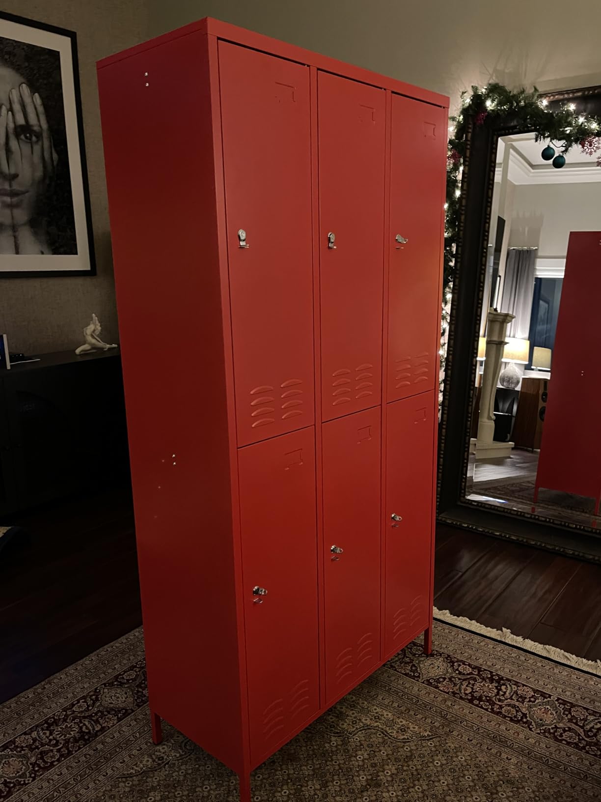 Aobabo Upgraded Metal Storage Lockers for Employees, 72inch Tall 6 Doors Metal Locker with Lock and Name Card Slot, Industrial Storage with 18 Hooks, for Office Gym, Assembly Required,Grey White customer photo 1