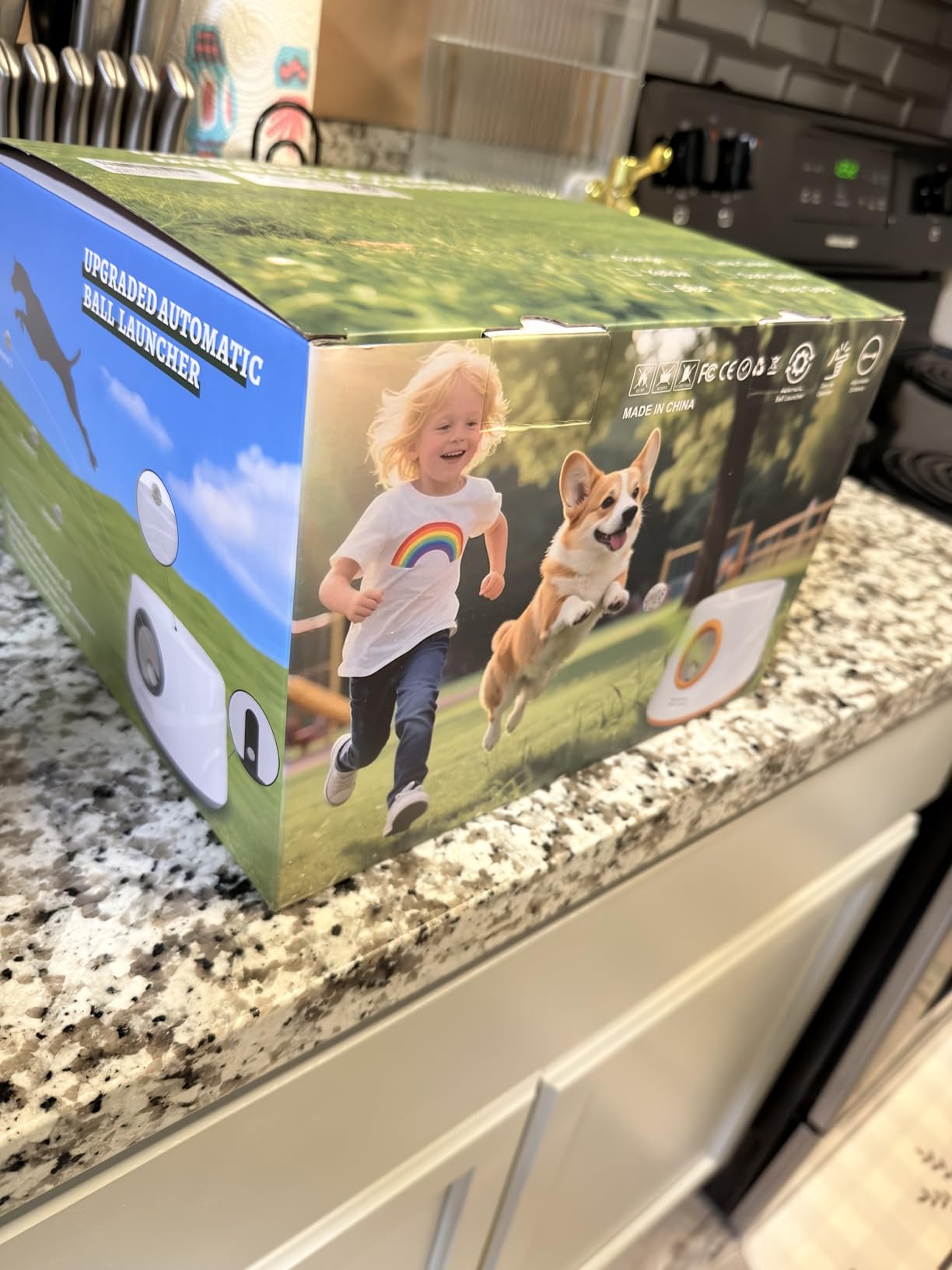 Automatic Dog Ball Launcher, Upgraded Dog Ball Throw Launcher, Adjustable Distance 20-45FT, for Small/Medium Dogs, with 3 2.3-inch ETPU Balls, Indoor and Outdoor Interactive Toys customer photo 2