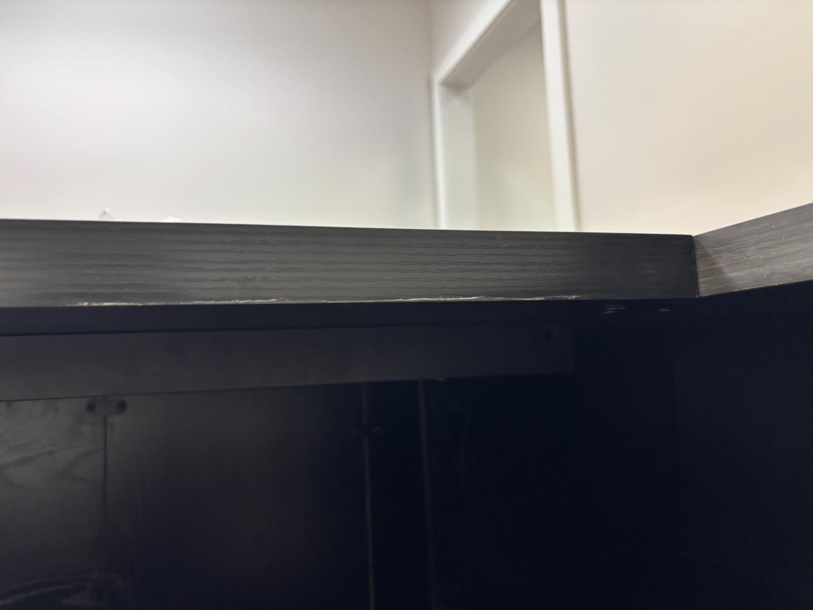 L-Shaped Executive Desk with Drawer, 78-Inch Large Home Office Desk with Cord Hold and Power Outlet, Modern Computer Table with Lateral File Cabinet,Open Shelf and PC Stand, Walnut Brown Black customer photo 2