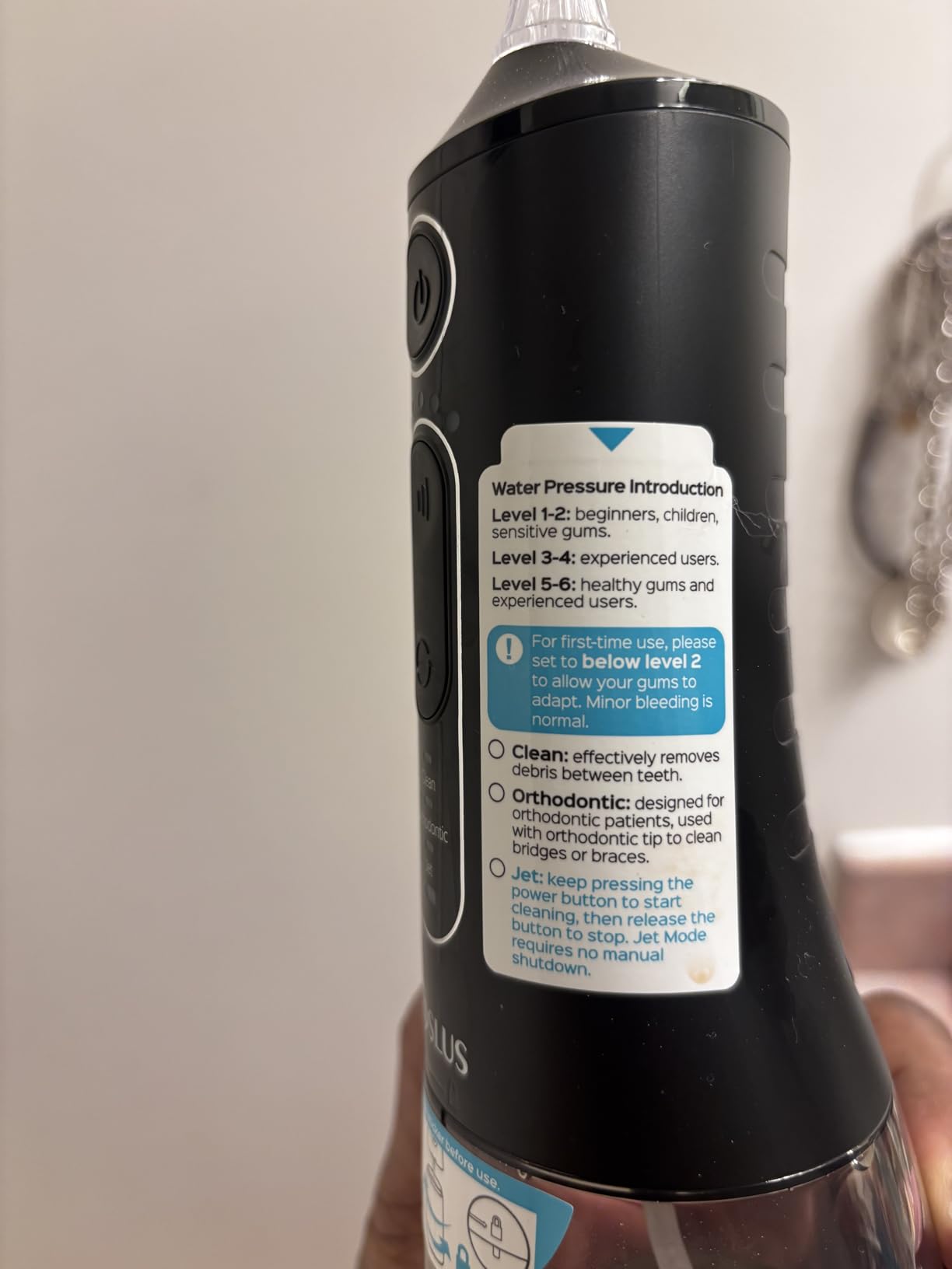 COSLUS C51 Portable Water Flosser for Teeth: 3 Modes & 6 Pressure Settings with Jet Mode Water Dental Pick for Orthodontic, Braces, Sensitive Gums, Compact for Travel, 300ML for Multiple Users, White customer photo 2